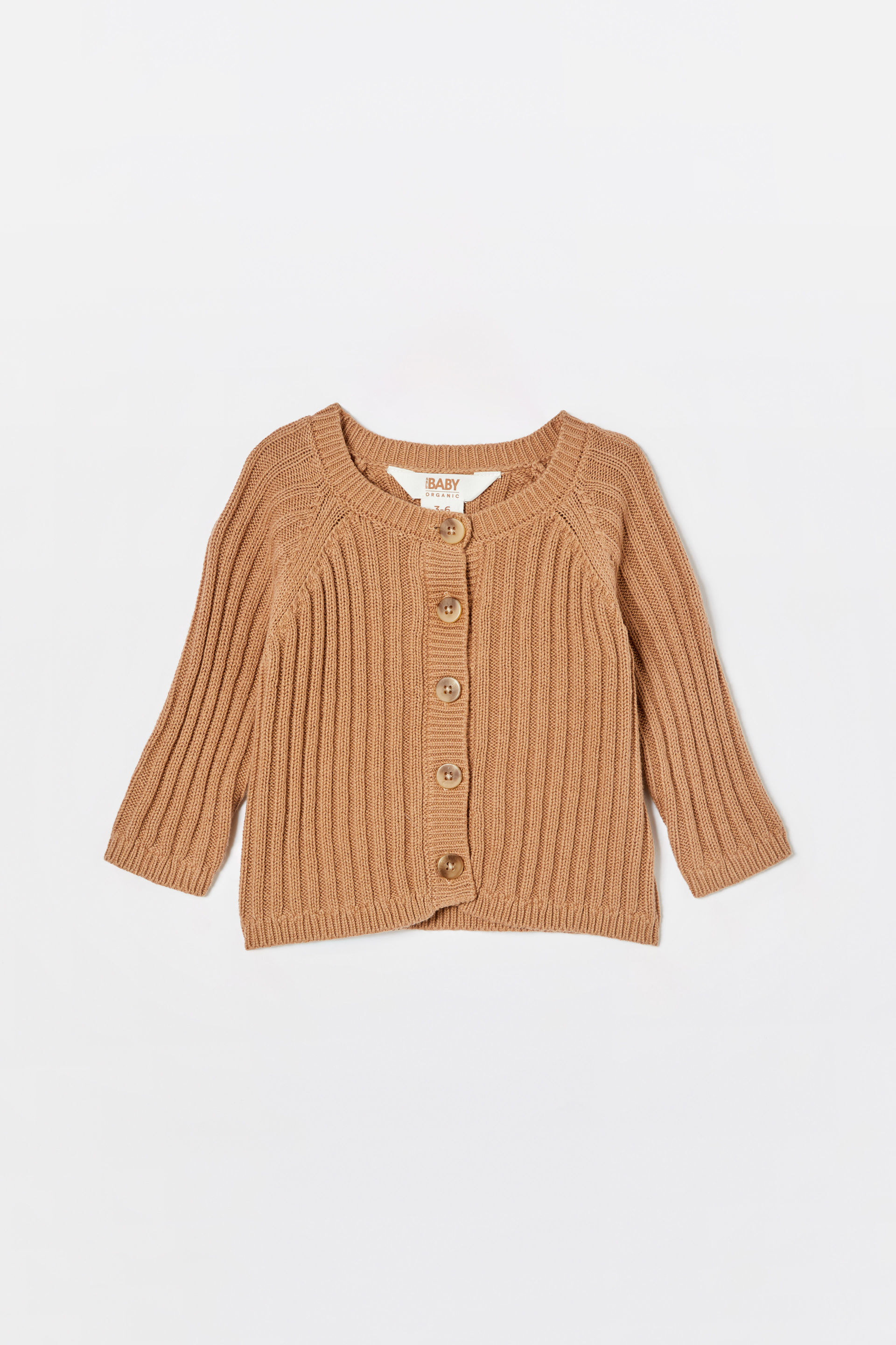 Organic Knit Cardigan taupy brown