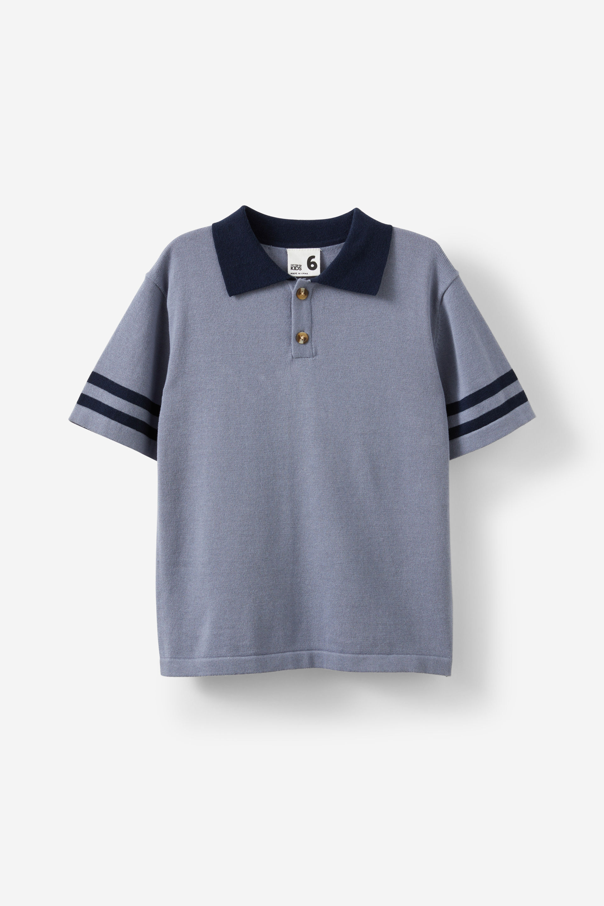 Preston Knit Polo steel/squid ink stripe