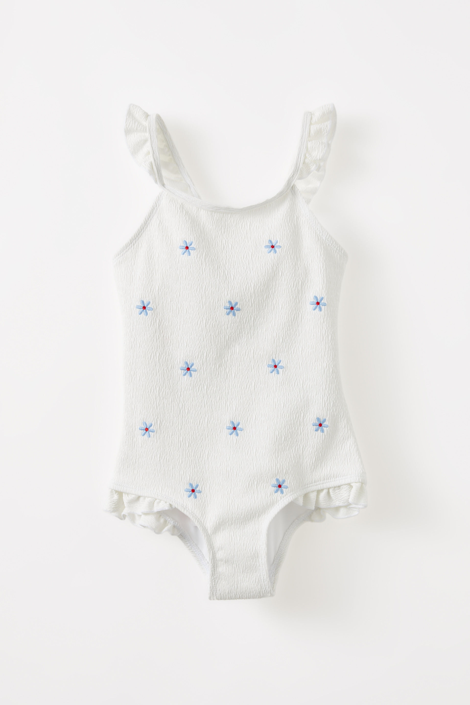 Heather One Piece vanilla crinkle / embroidered floral