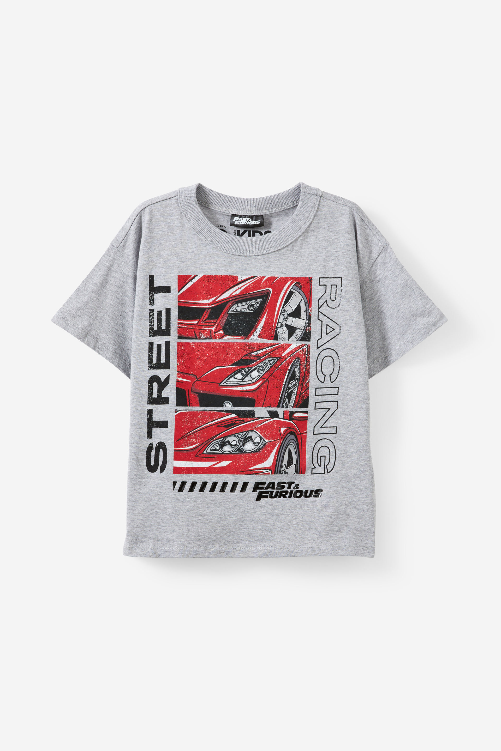Fast And The Furious Drop Shoulder Short Sleeve Tee lcn uni grey storm marle/fast and the furious