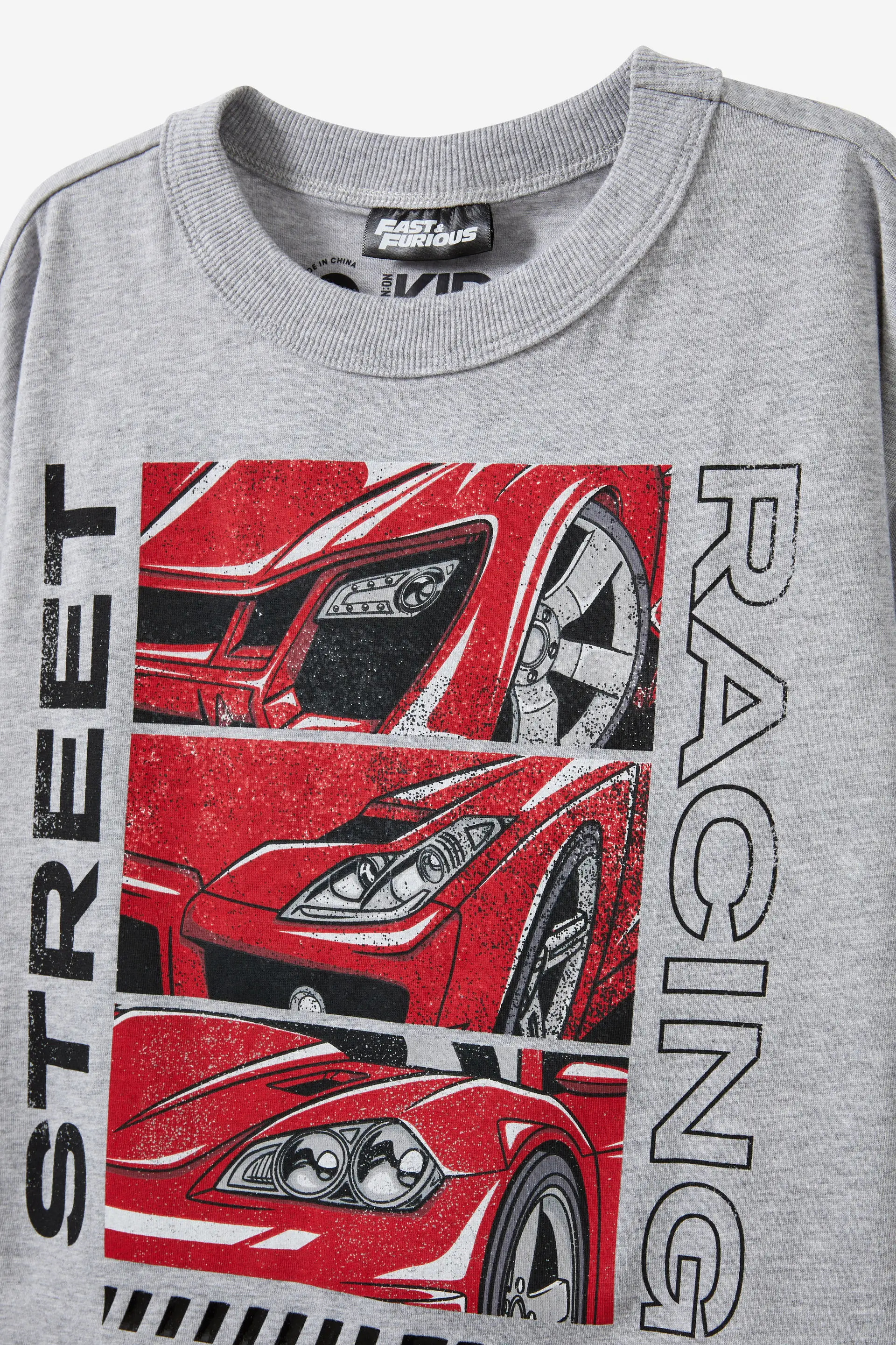 Fast And The Furious Drop Shoulder Short Sleeve Tee lcn uni grey storm marle/fast and the furious