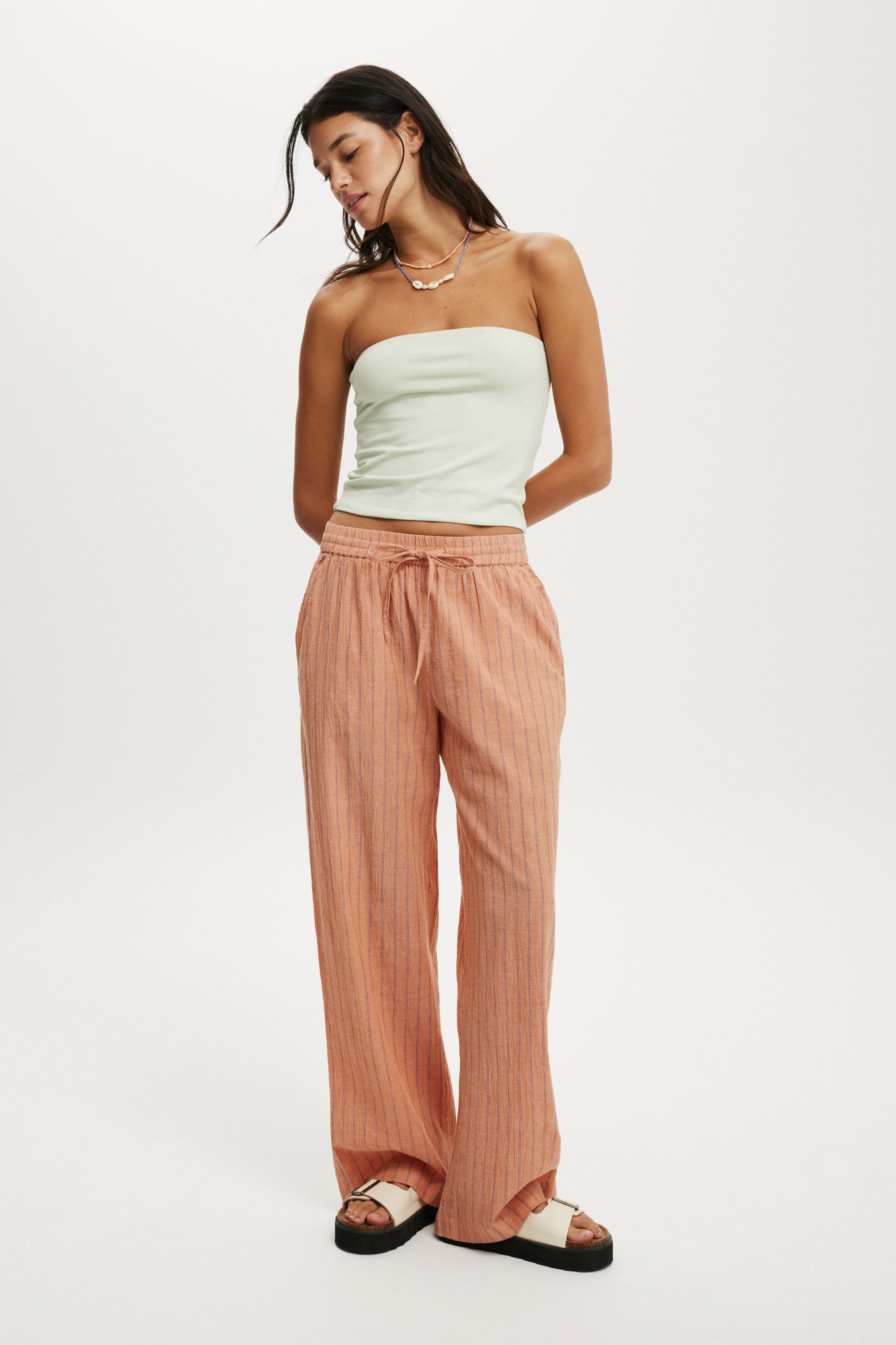 Haven Wide Leg Pant multi textured stripe