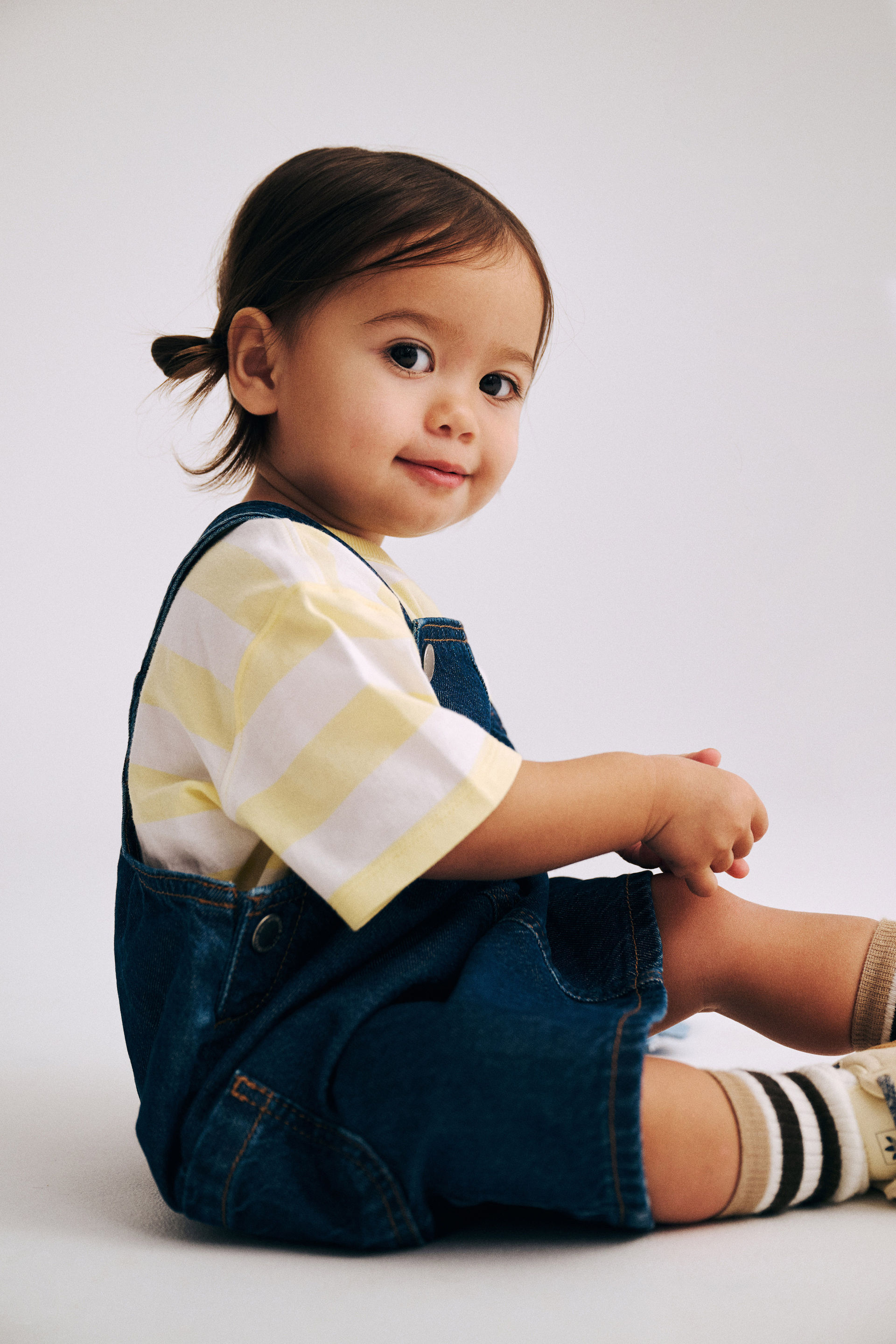 Paisley Pinafore Dress mid blue wash