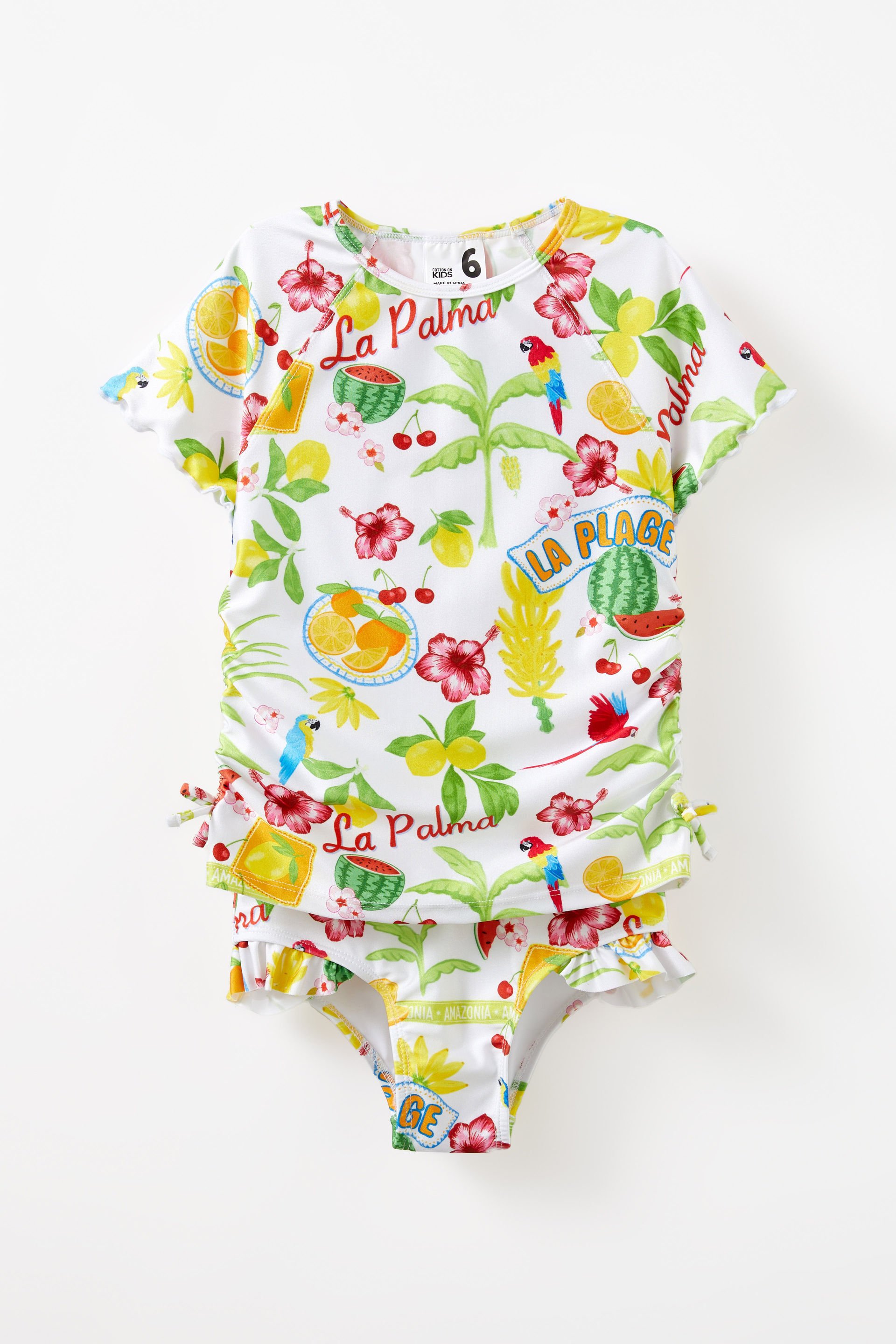 Florence S/S Rashie And Bikini Bottom Set vanilla/tropical fruit