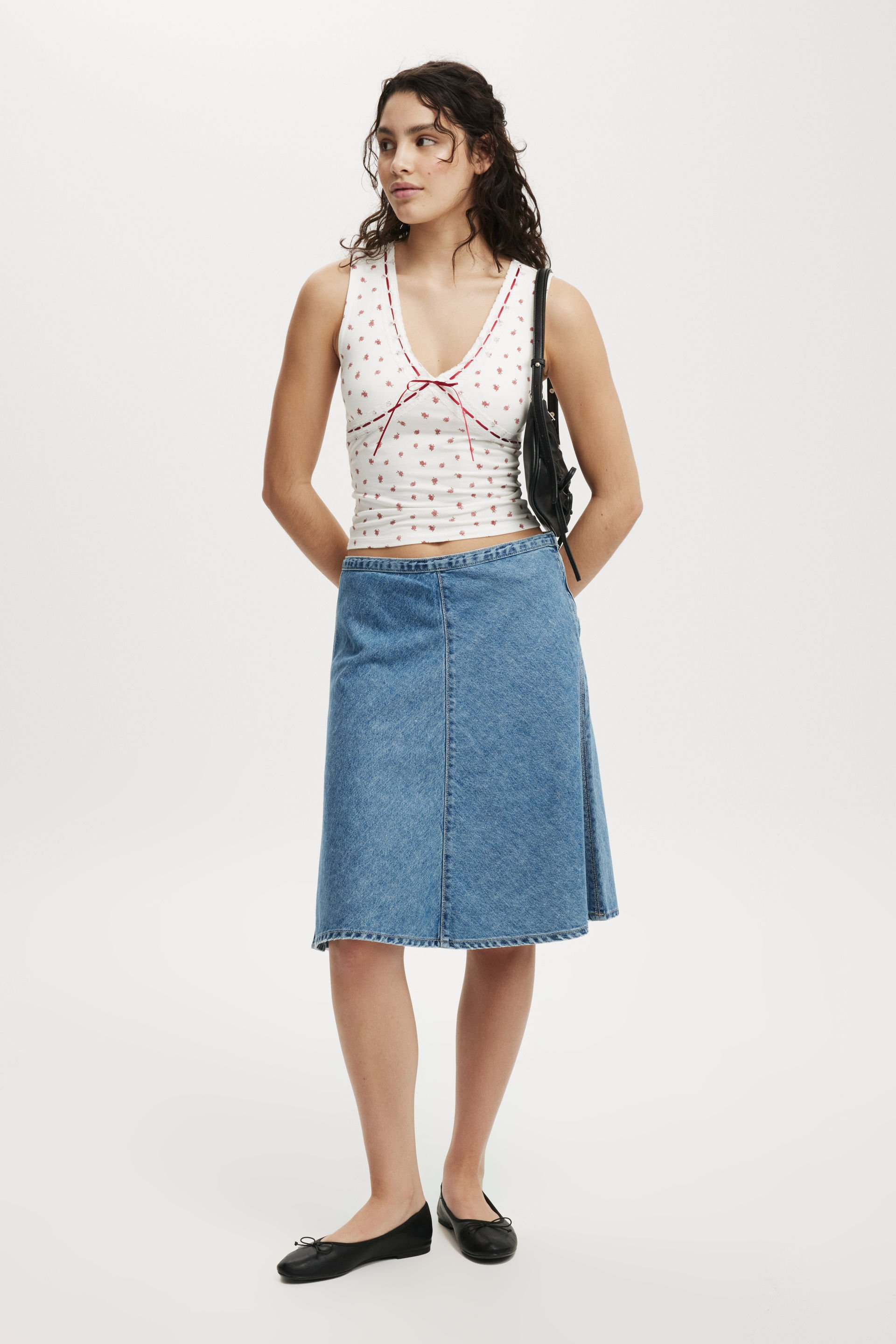 Gigi Denim Midi Skirt dream blue
