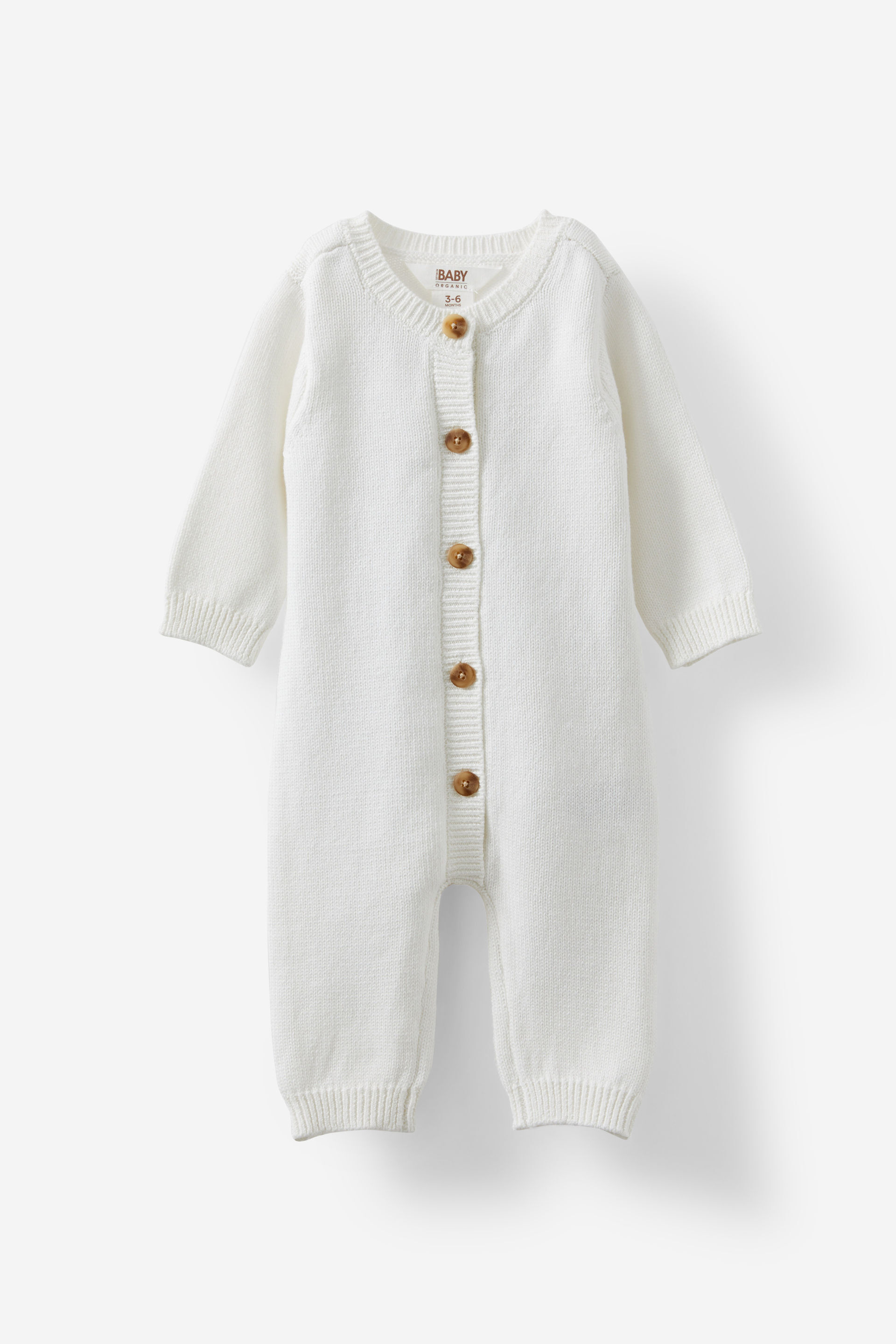 Organic Knit Long Sleeve All In One milk