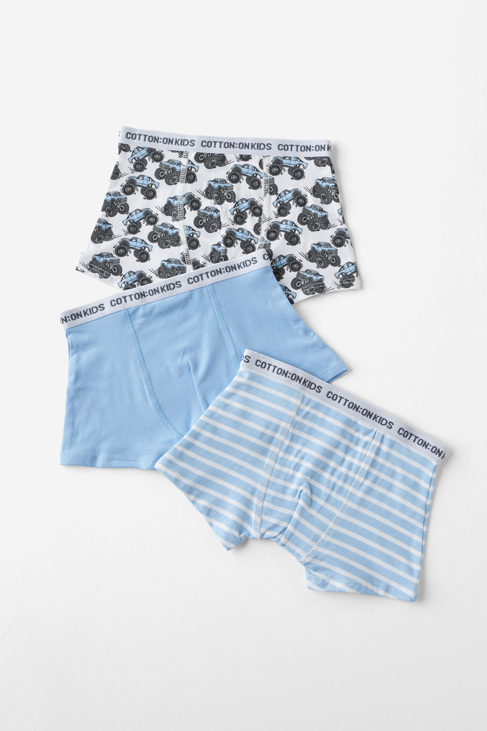 3 Pack Boys Underwear Trunk shadow blue/monster trucks