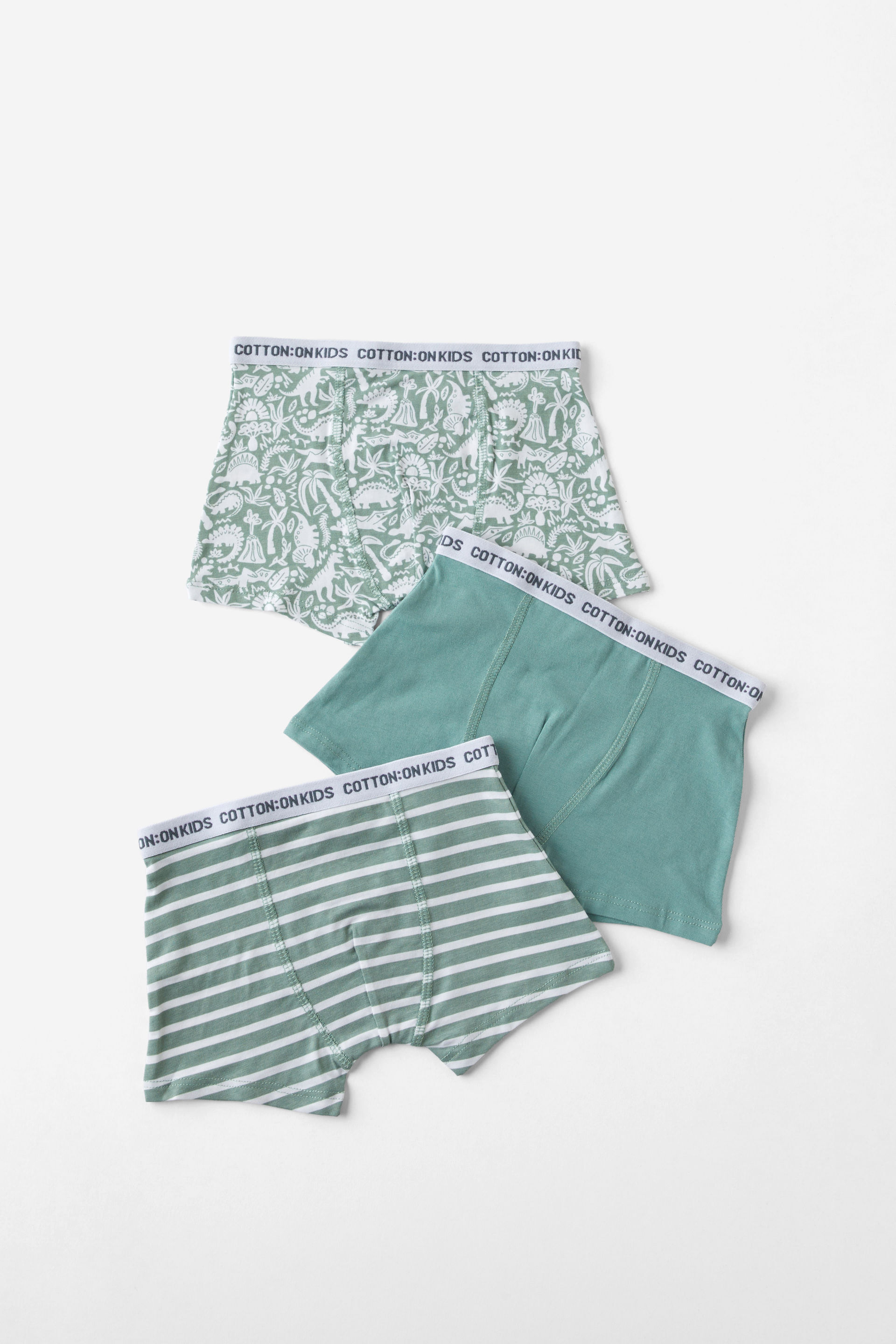 3 Pack Boys Underwear Trunk deep sage/dino fields