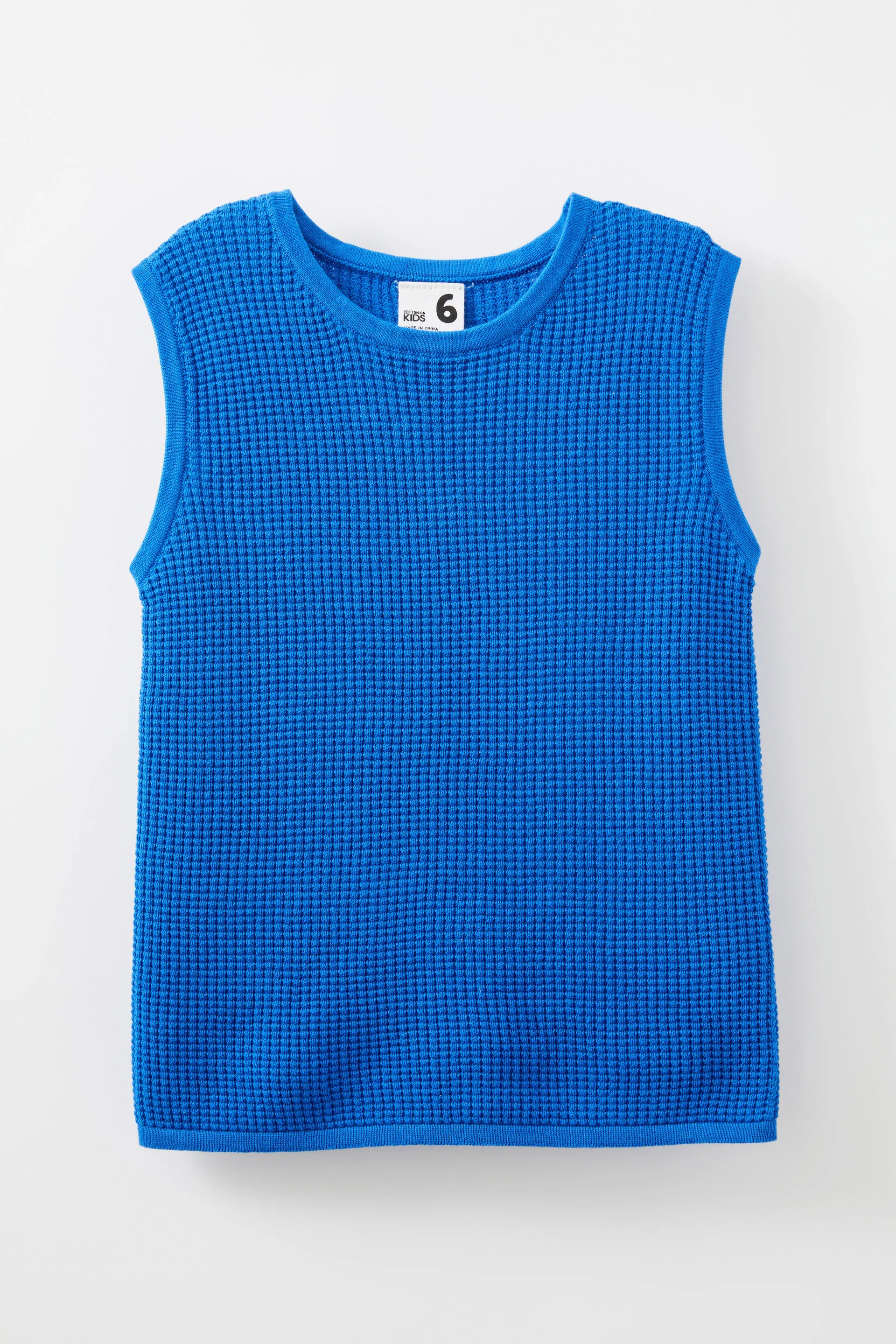 William Waffle Knit Tank harbour blue