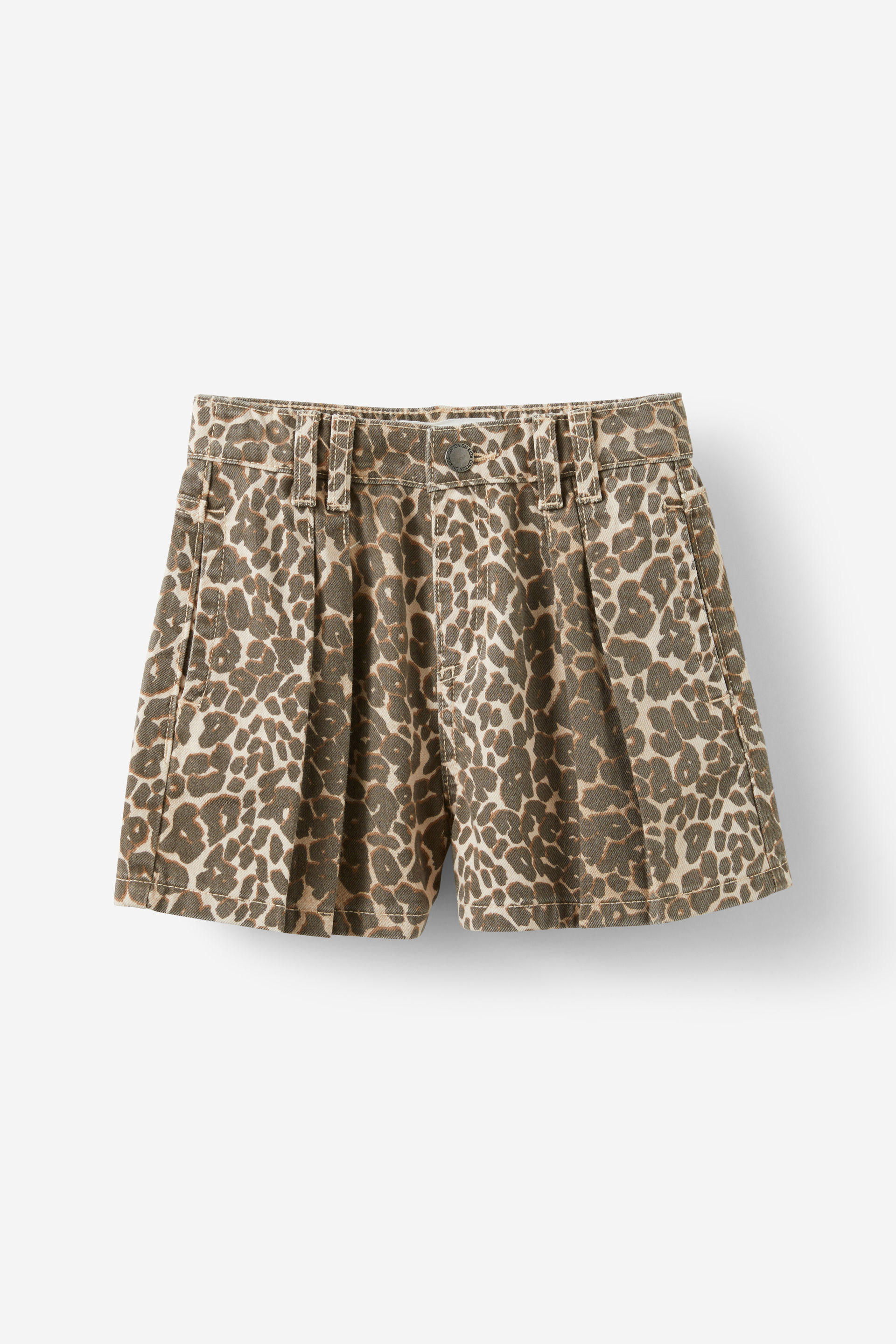 Sarai Pleat Front Denim Short summer leopard