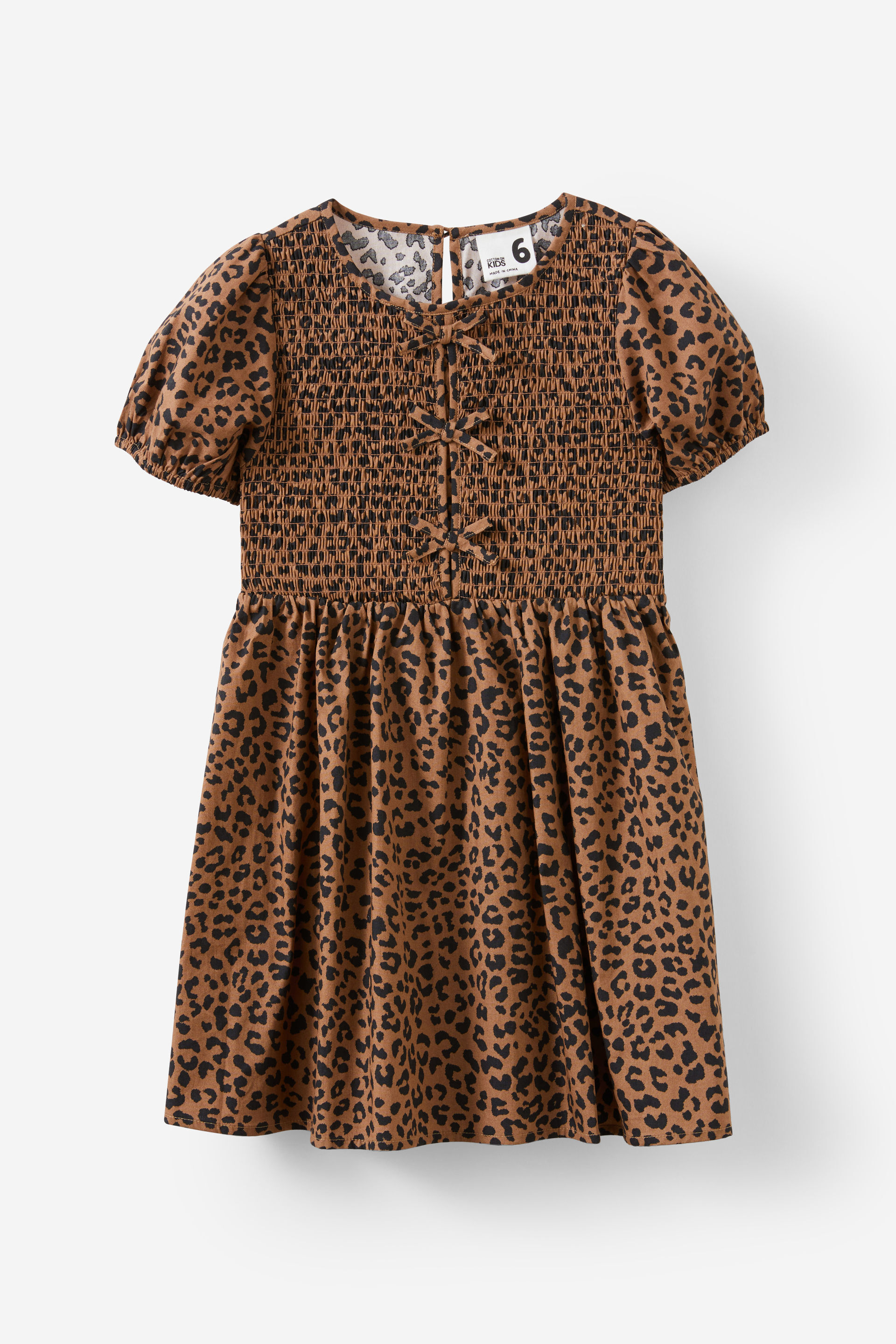 Bianca Short Sleeve Dress taupy brown/bangal animal