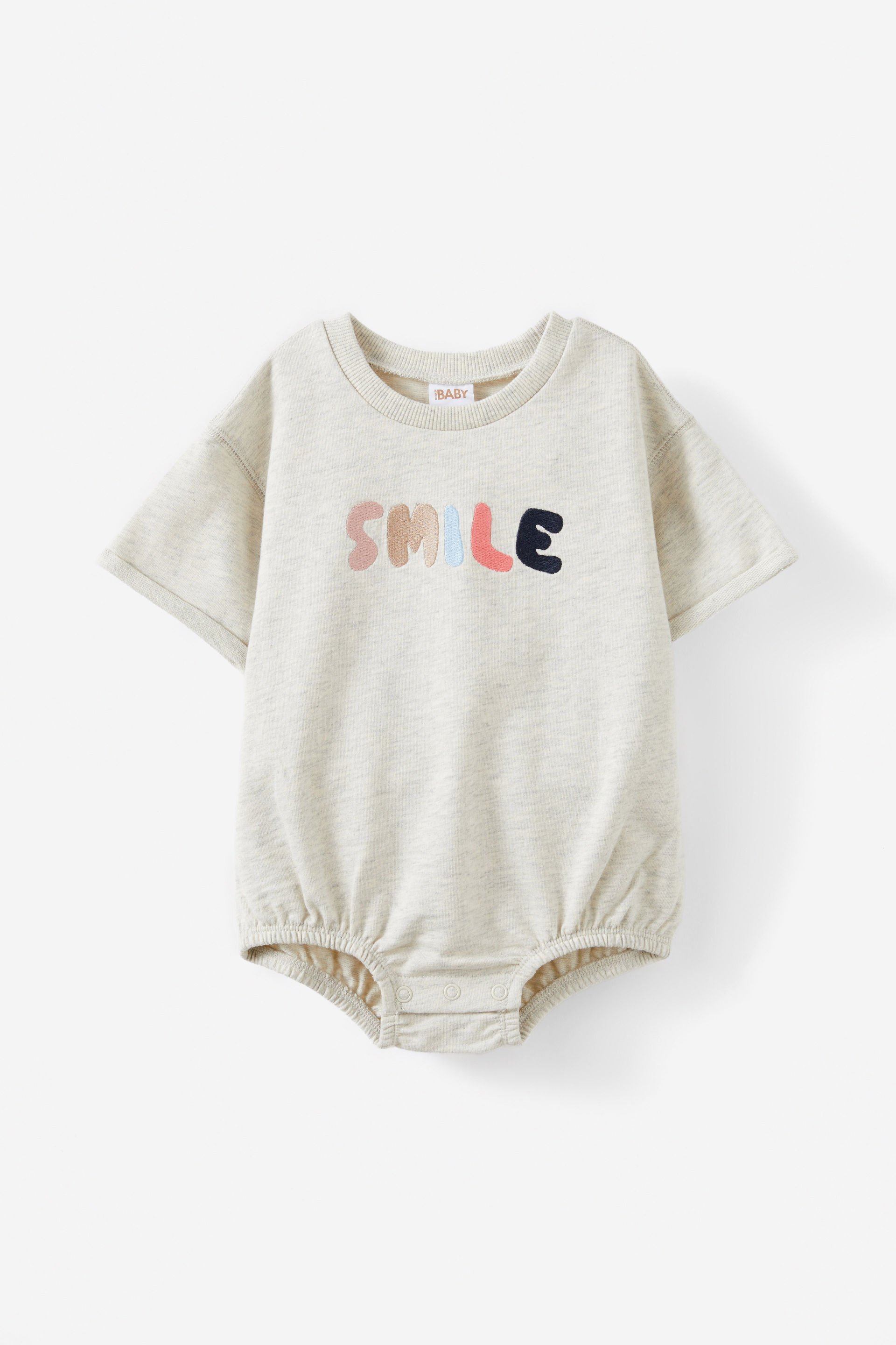 Dani Bubble Short Sleeve Bubbysuit oatmeal marle/smile