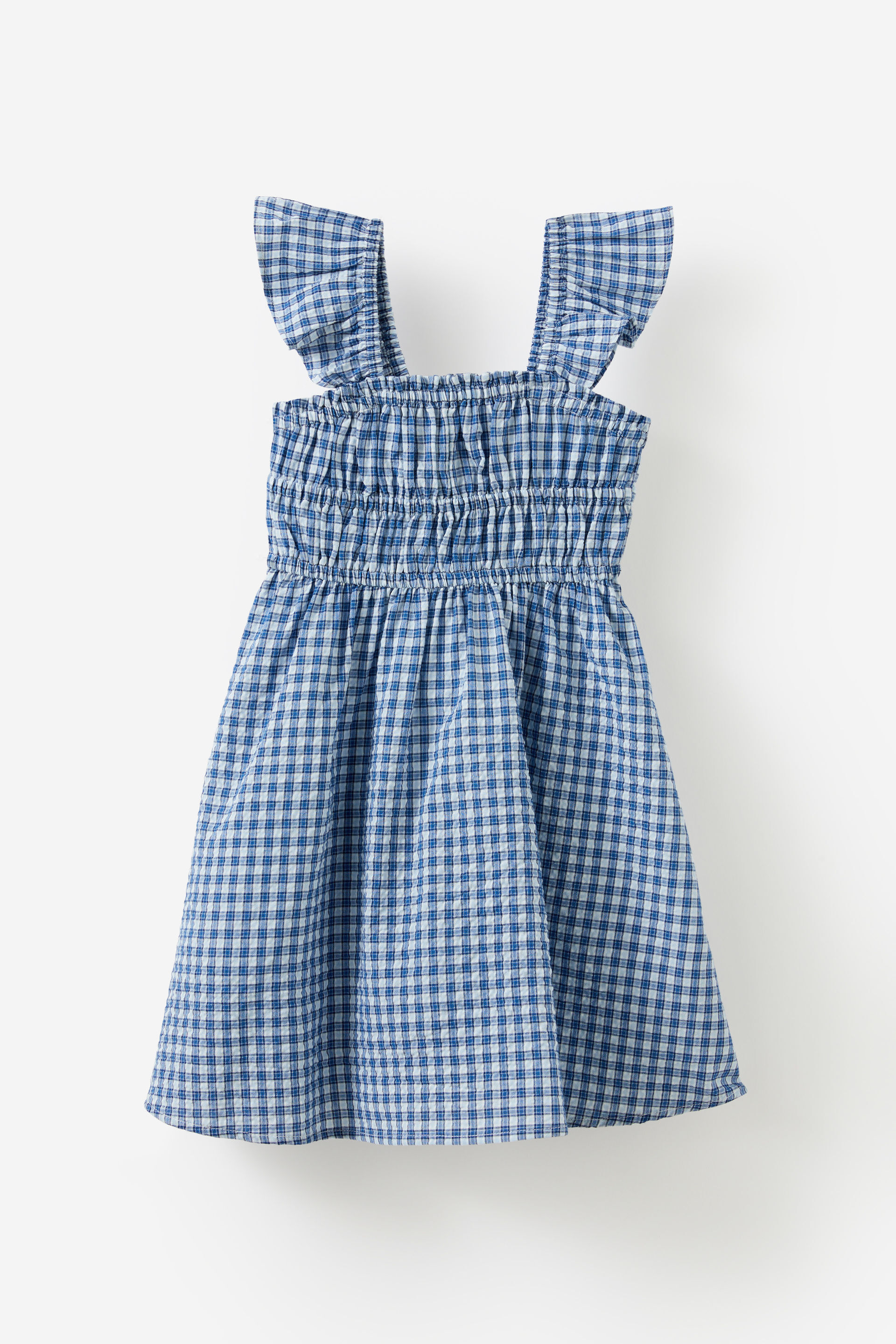 Frankie Flutter Sleeve Dress dawn blue/check