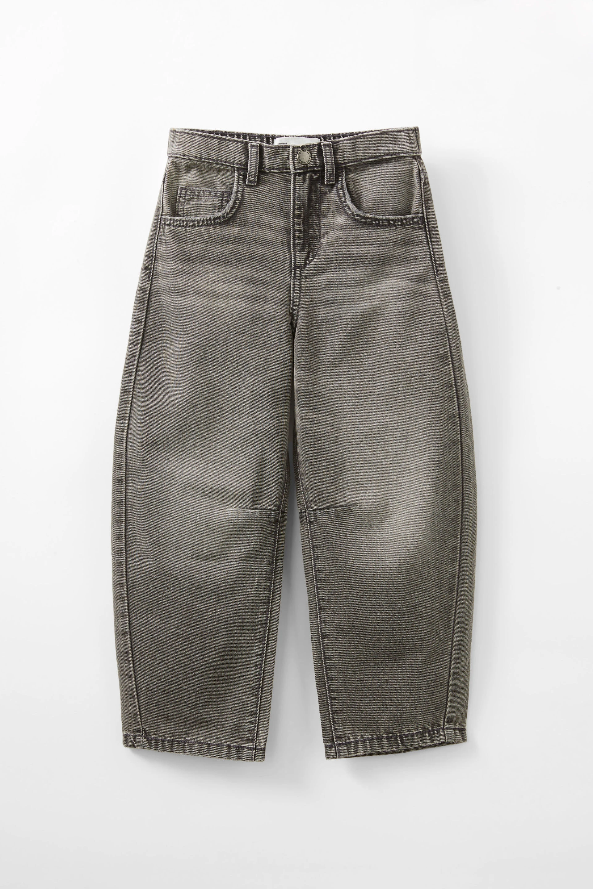 Unisex Barrel Leg Denim Jean manly mid grey