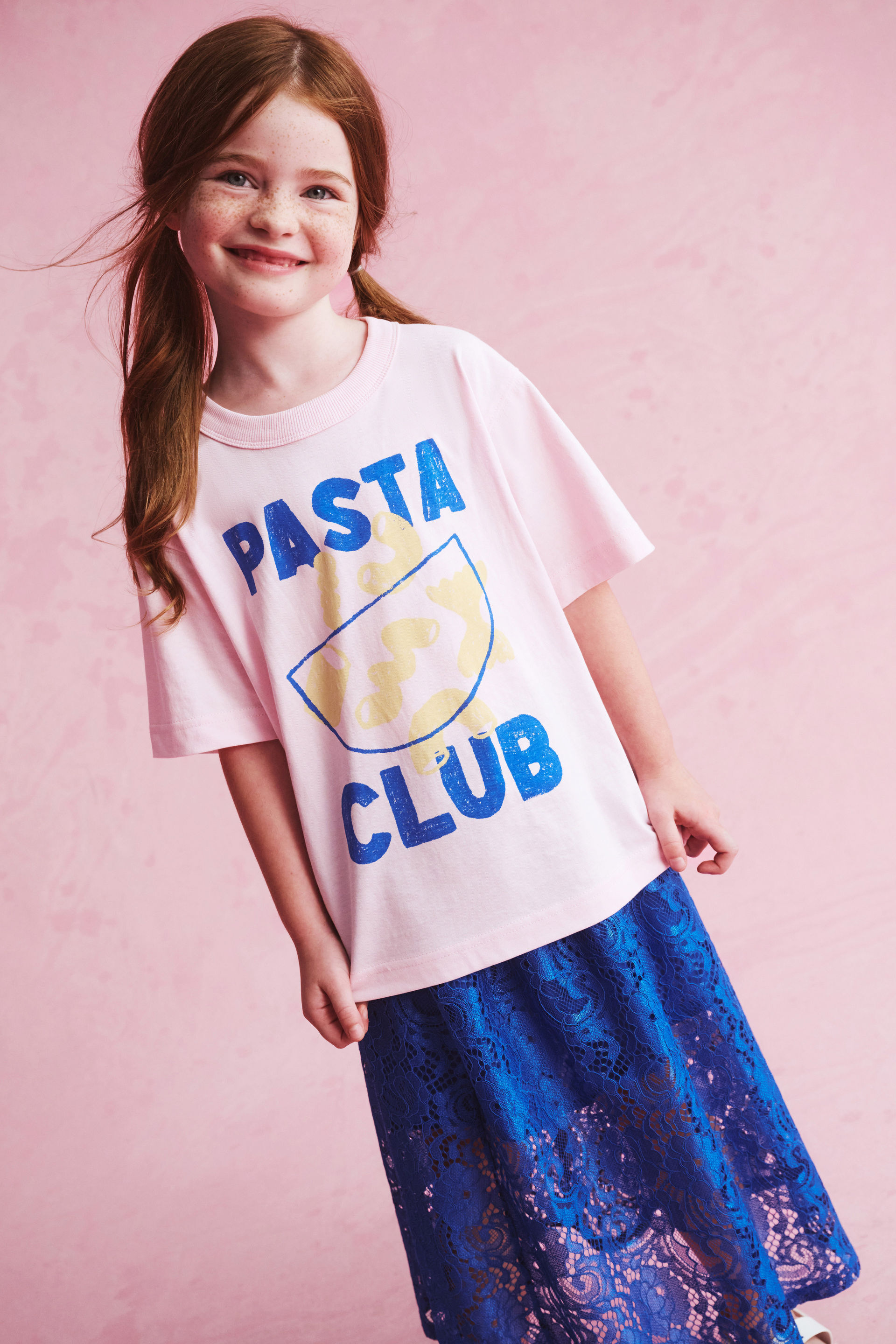 Poppy Oversize Graphic Print Tee tea party pink/pasta club