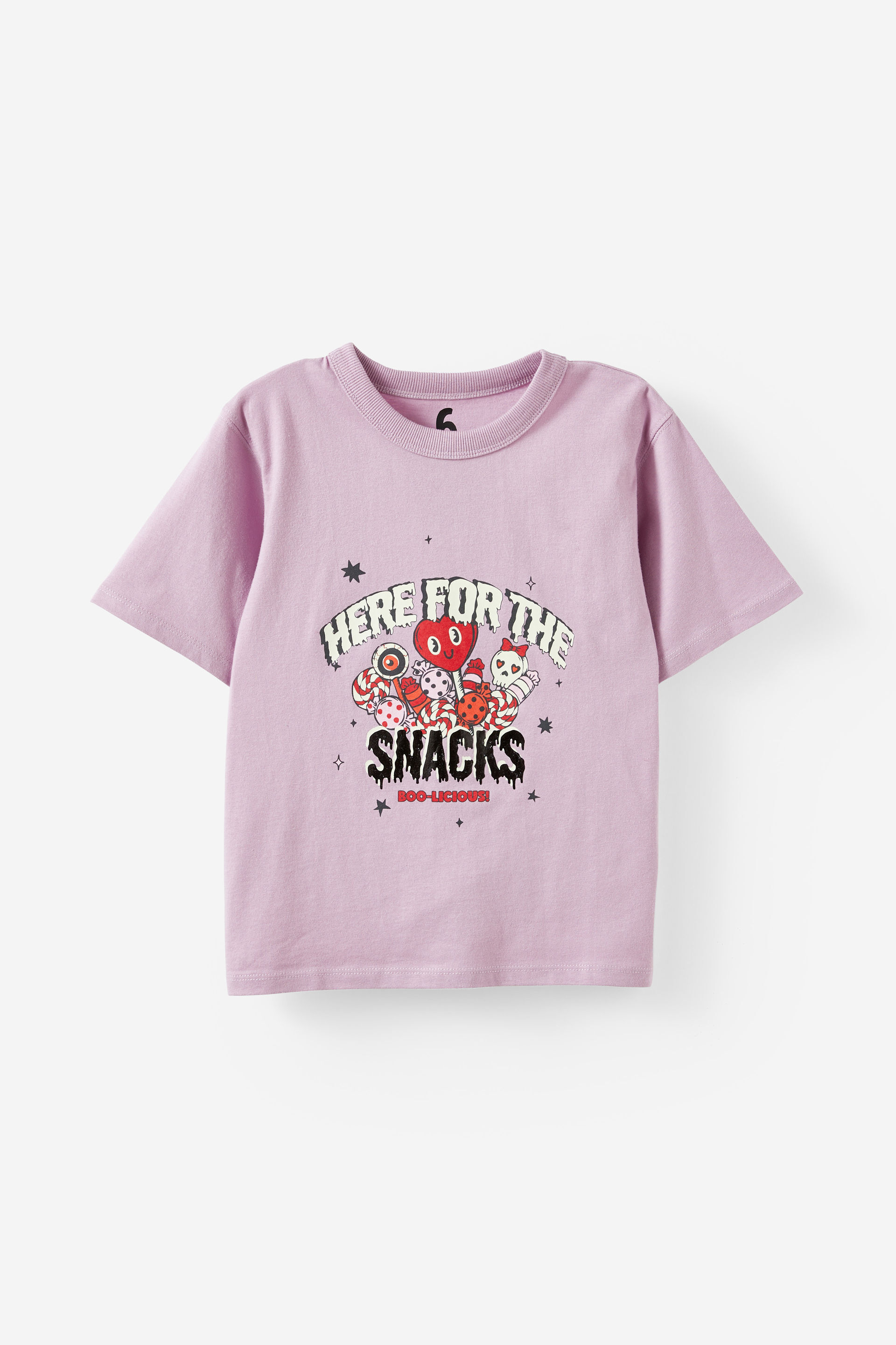 Poppy Oversize Graphic Print Tee pers chalky mauve/here for the snacks