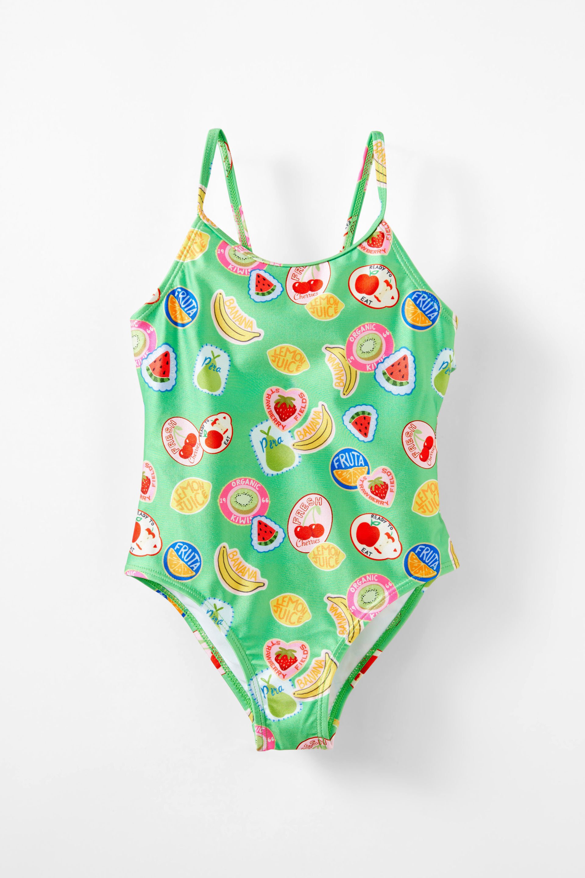 Helen Frill Back One Piece tennis green/sticker print