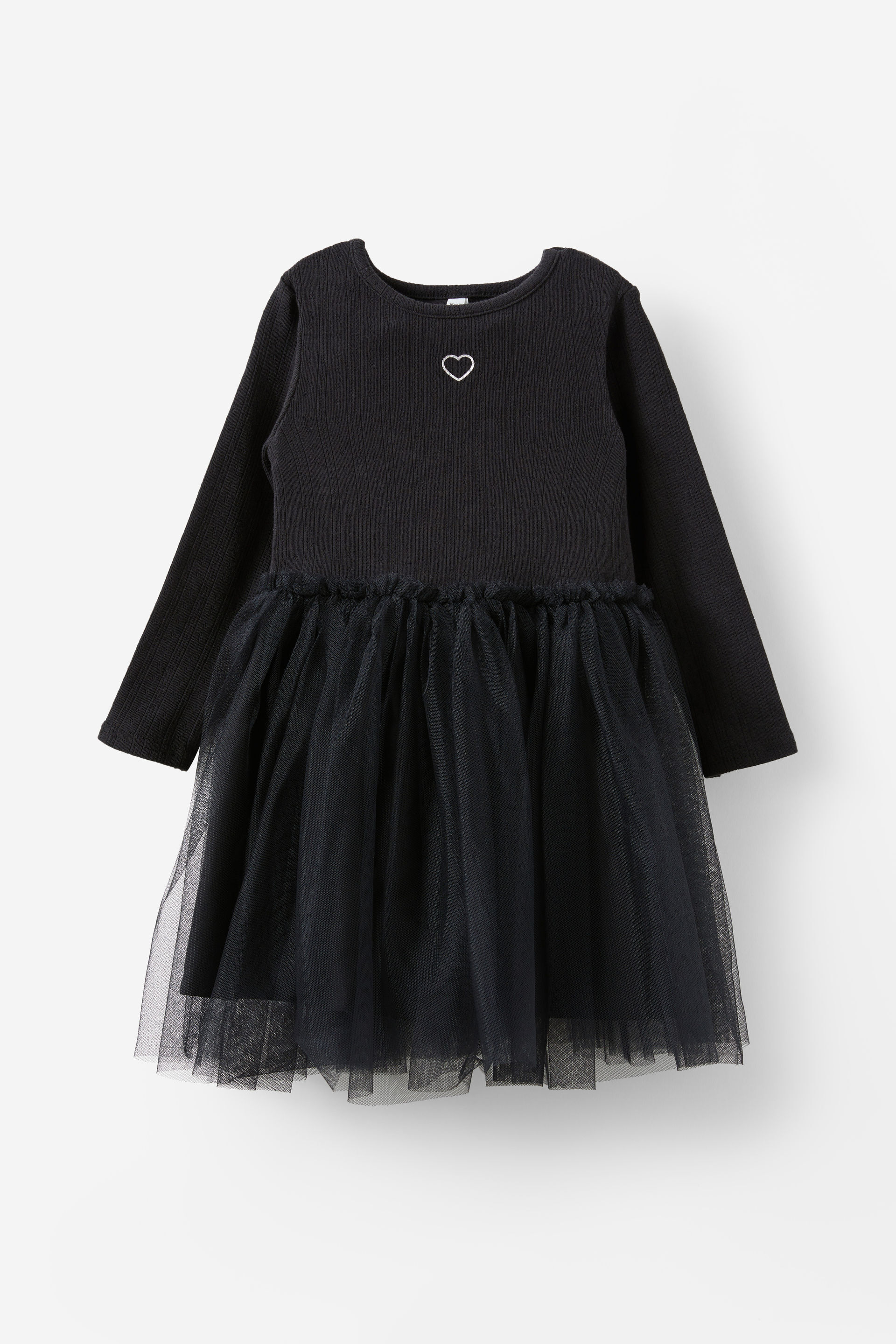 Harper Long Sleeve Dress Up Dress black/pointelle heart