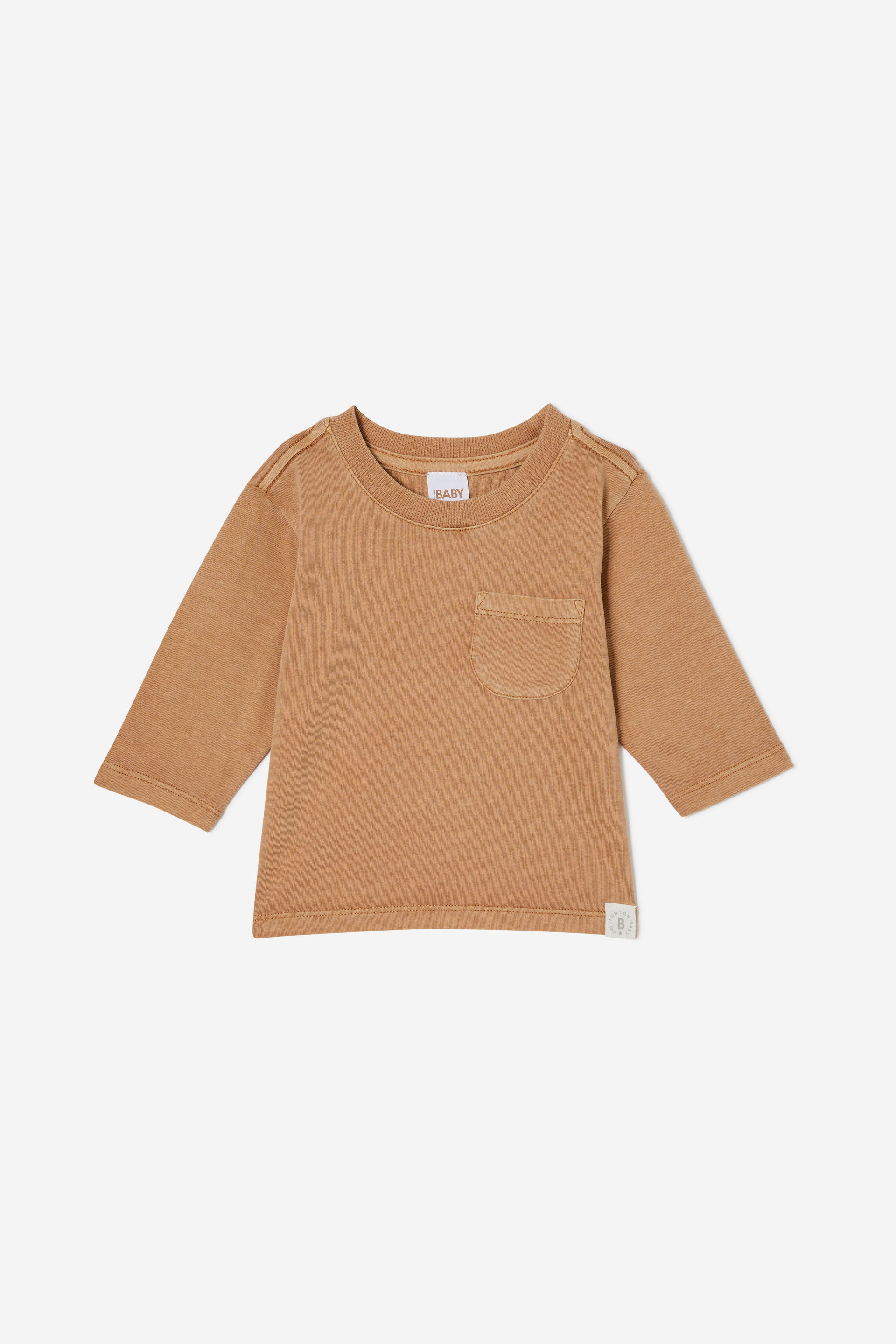 Jamie Long Sleeve Graphic Print Tee taupy brown wash