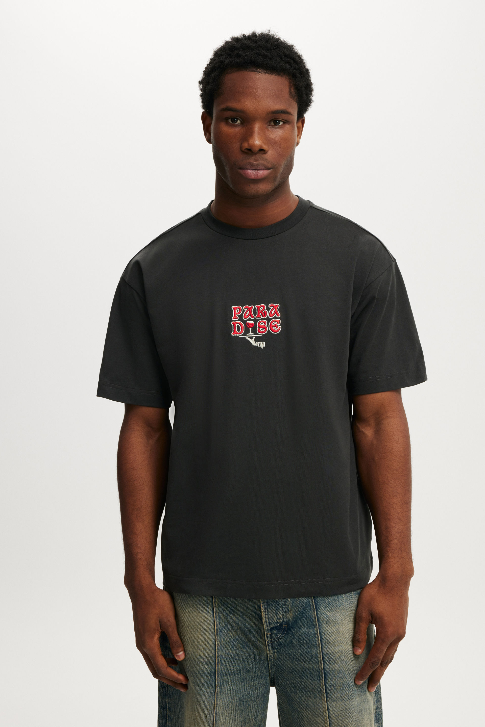 Box Fit Graphic T-Shirt washed black/paradise