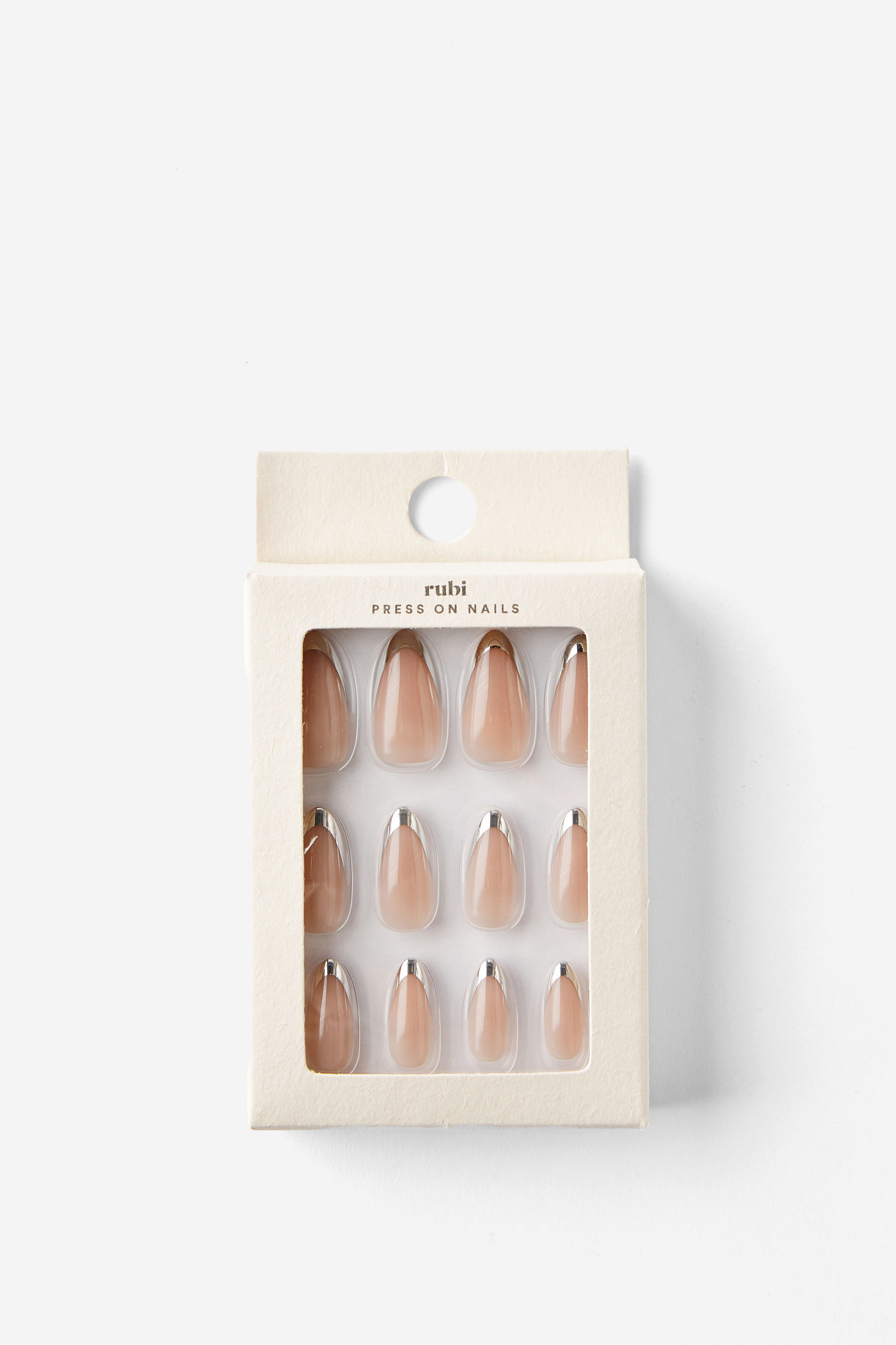 Press On Nails chrome tips pink