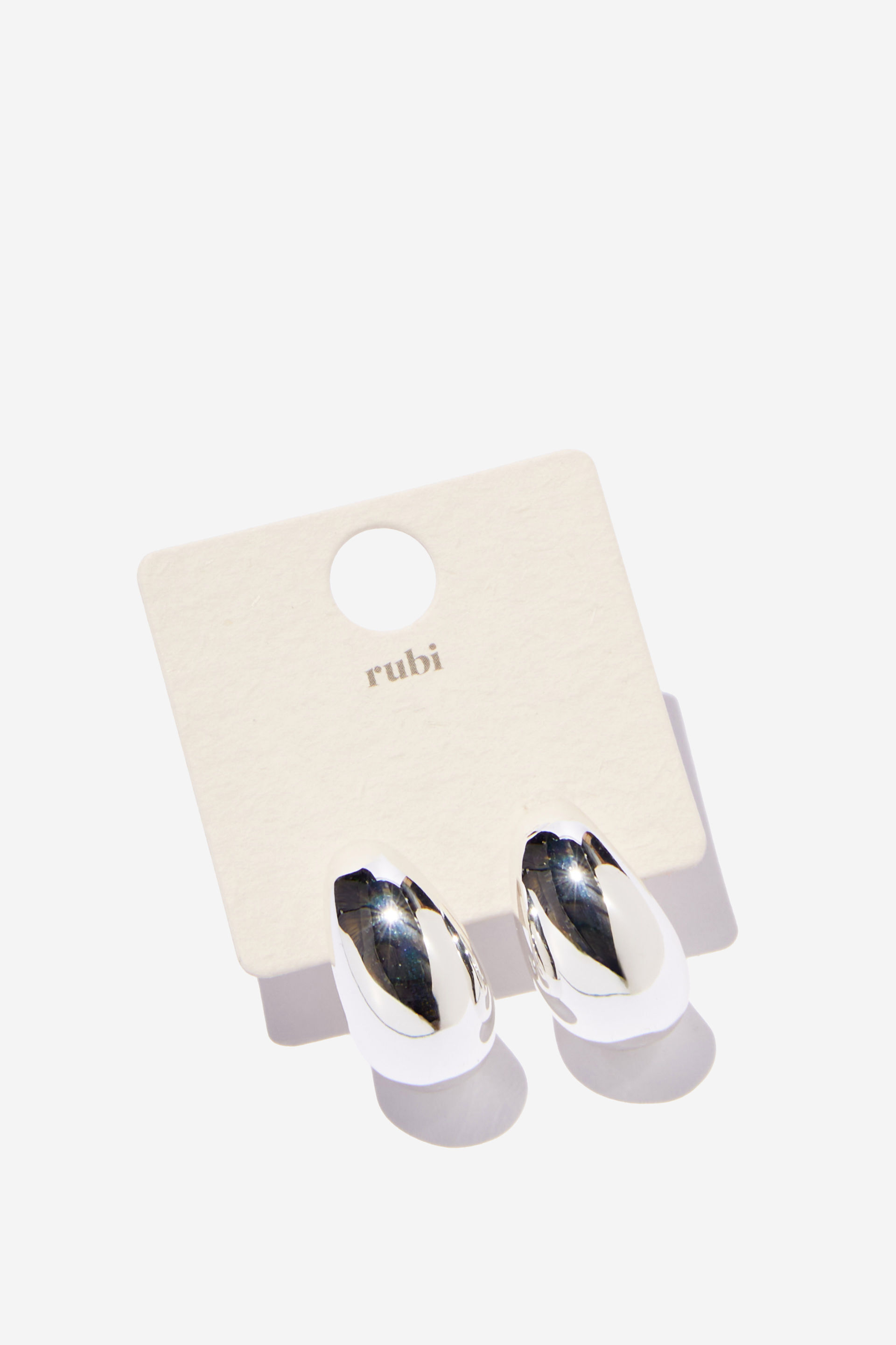 Mid Charm Earring up silver teardrop