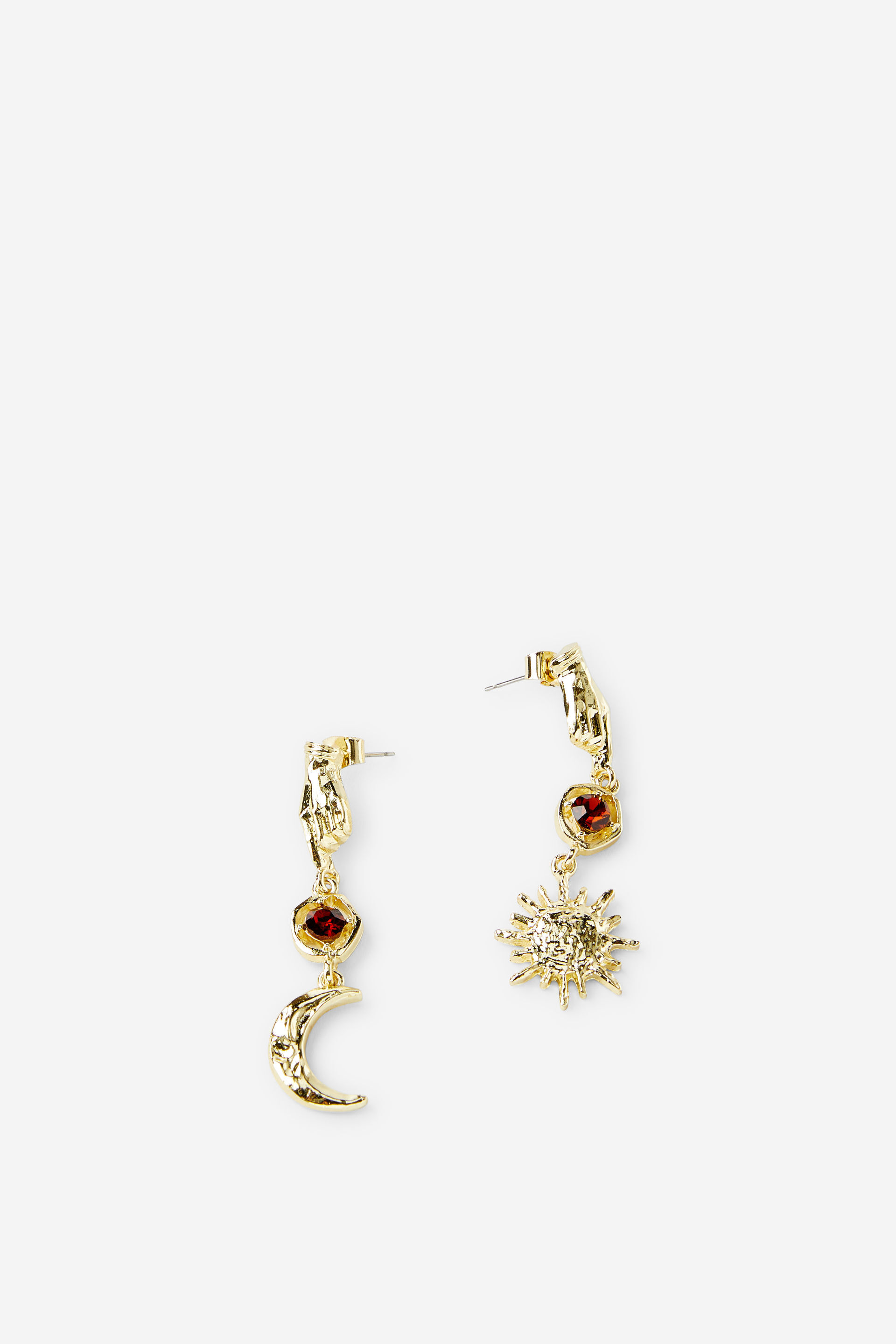 Mid Charm Earring up cosmic mismatched moon sun drop