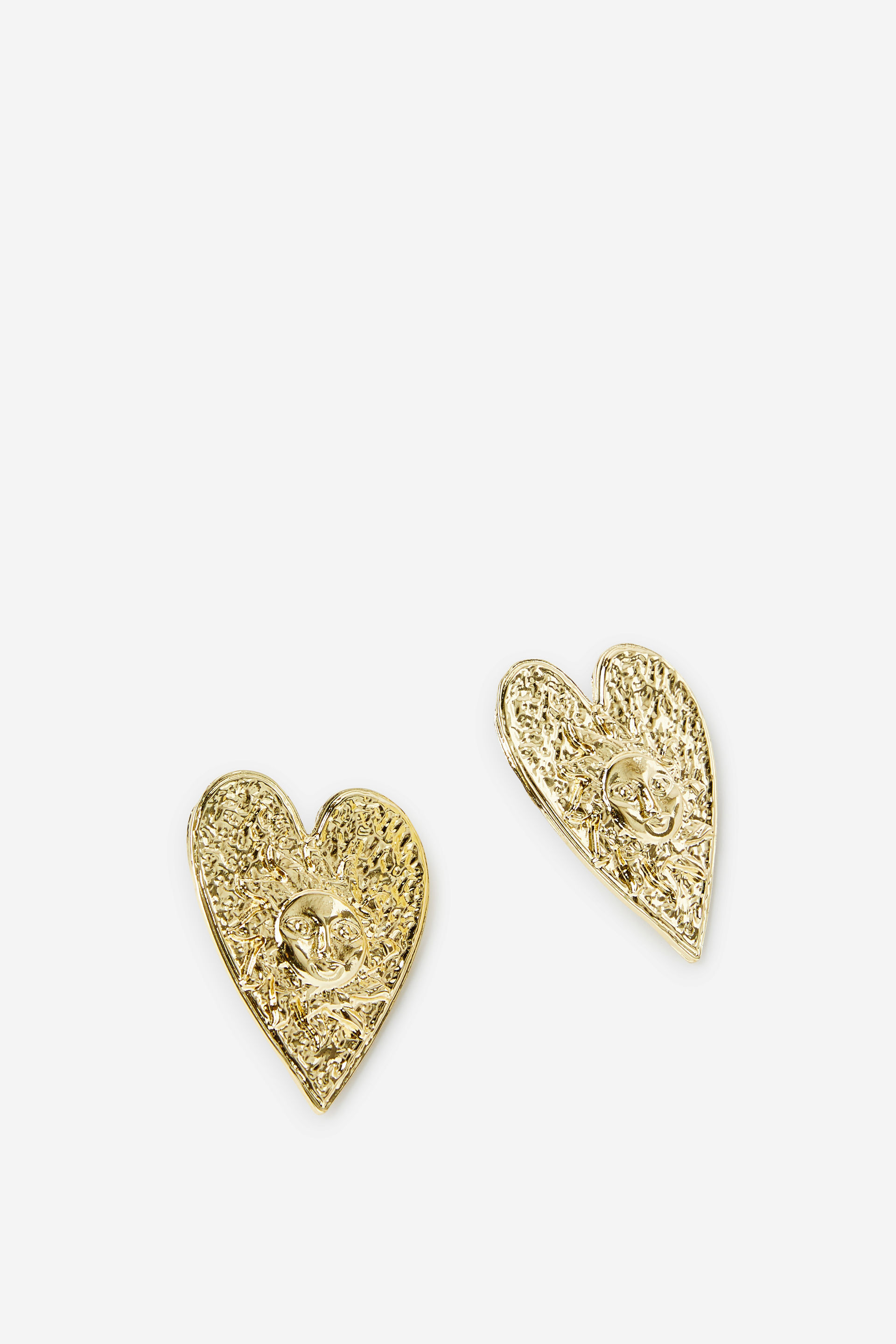Mid Charm Earring up gold statement cosmic heart sun