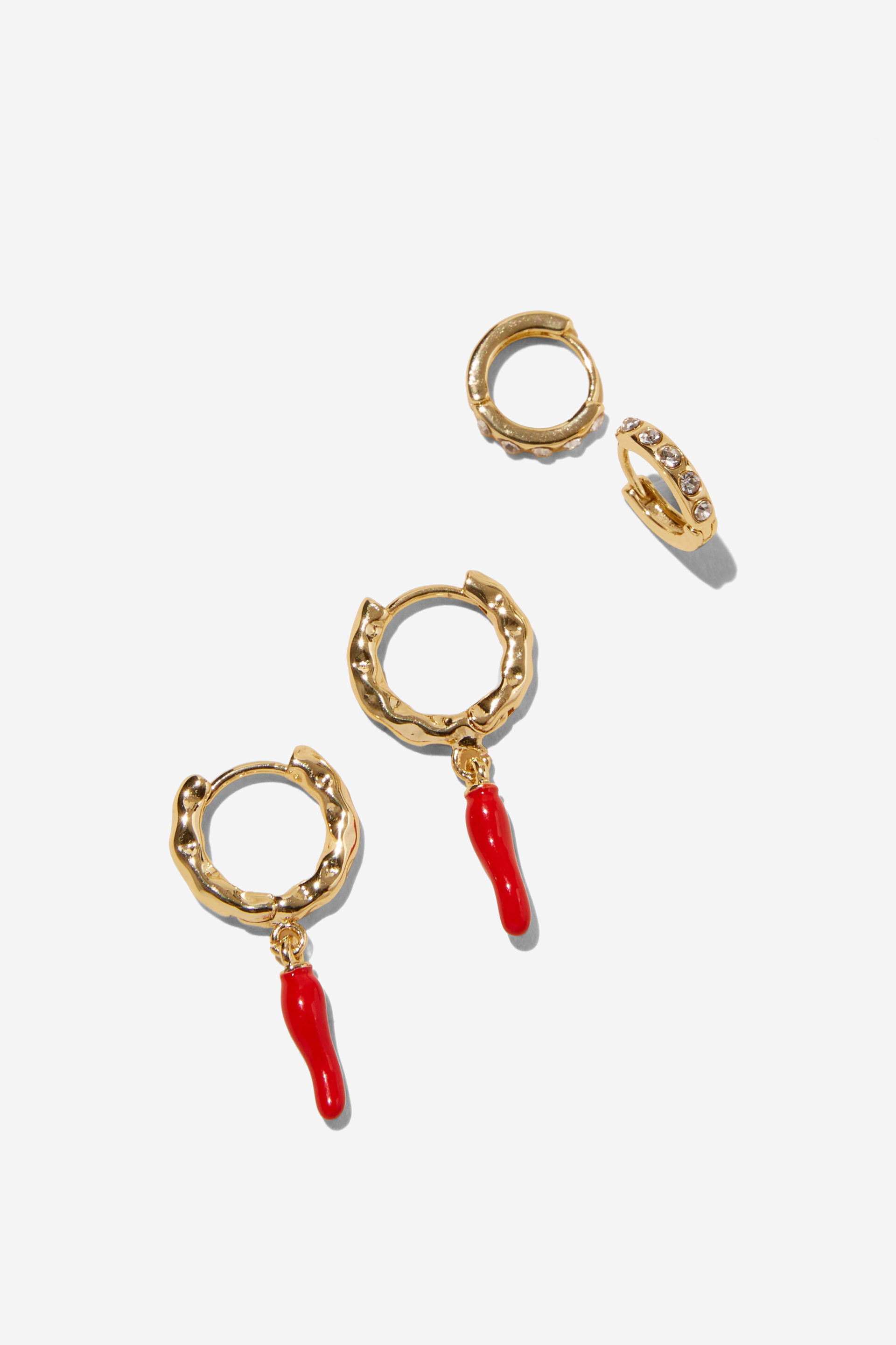 2Pk Mid Earring up gold chilli