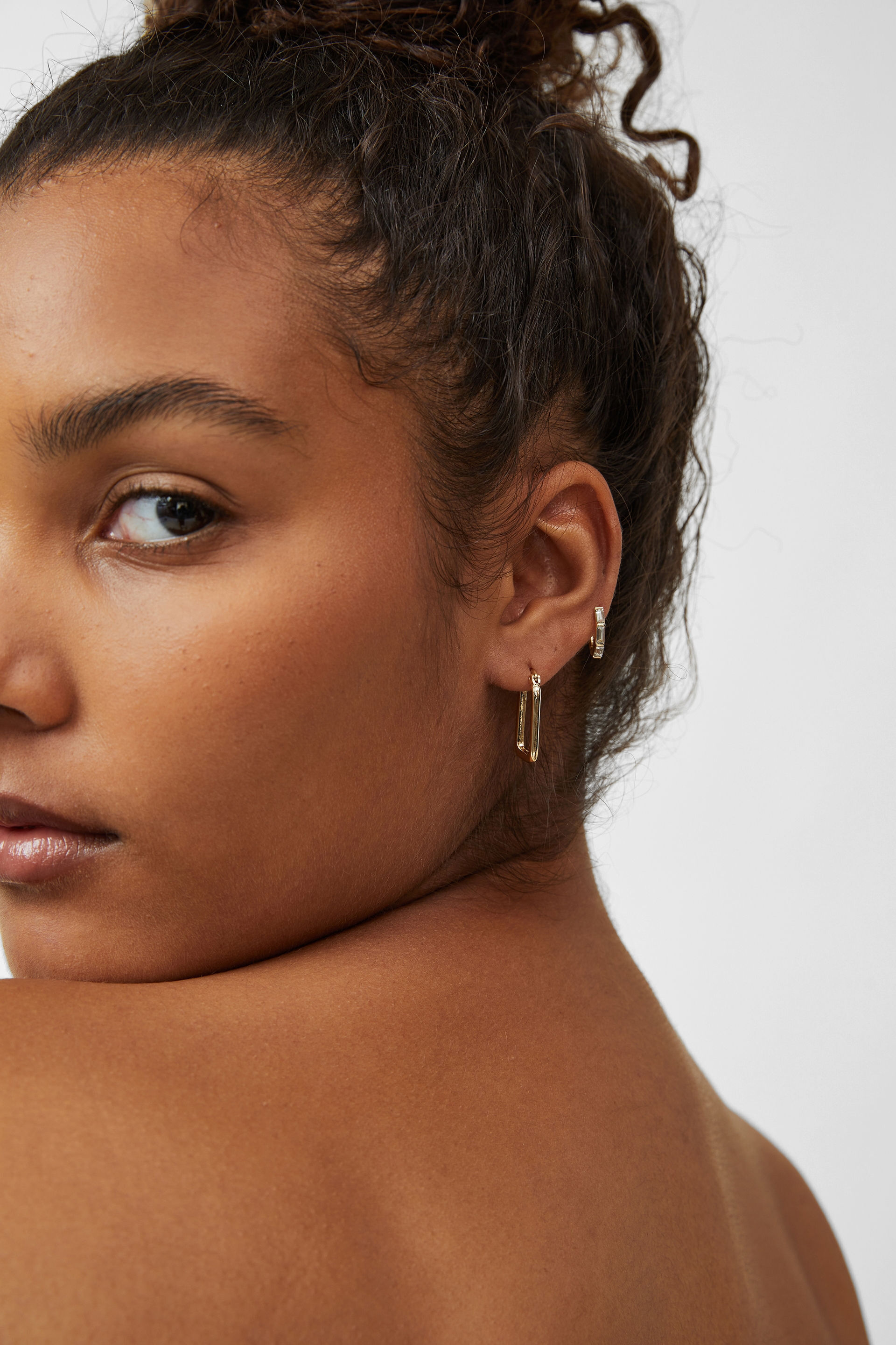 2Pk Mid Earring up gold rectangle