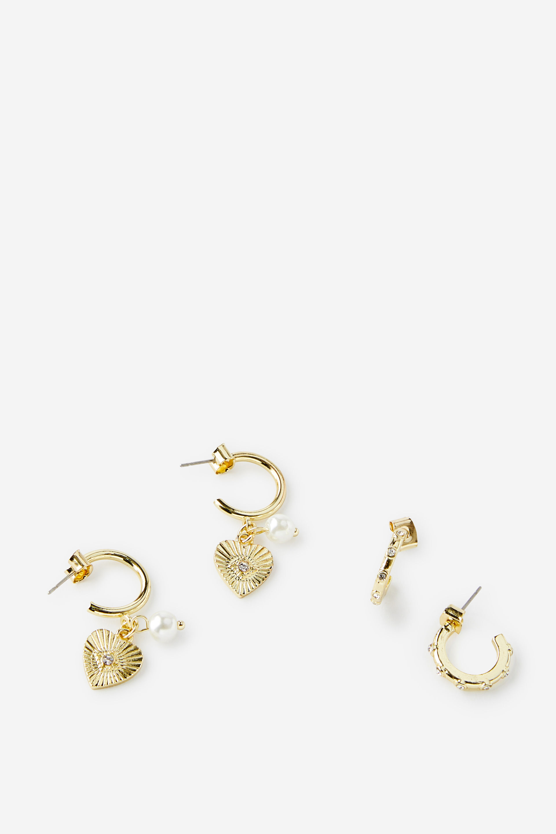 2Pk Mid Earring up gold celestial heart pearl