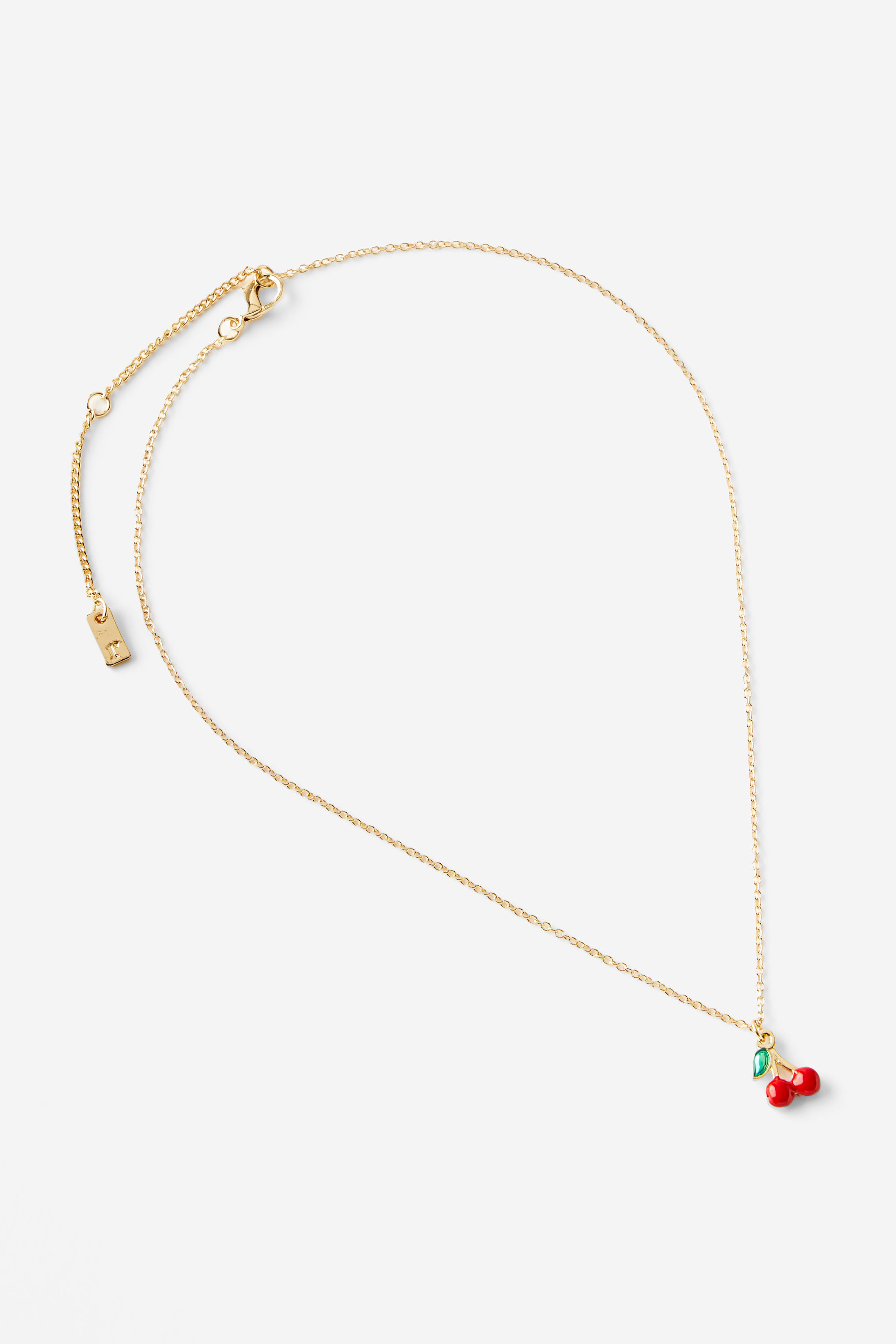 Pendant Necklace up gold enamel cherry