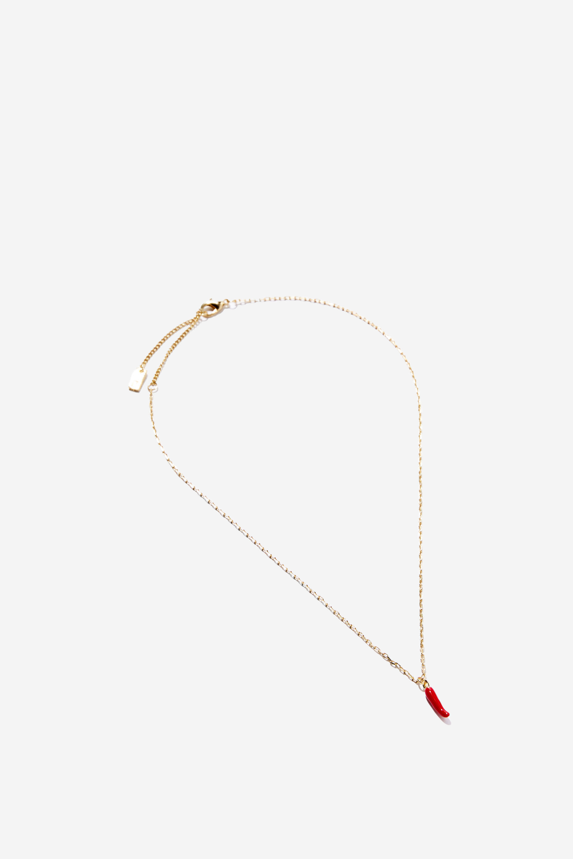 Pendant Necklace up gold enamel chilli