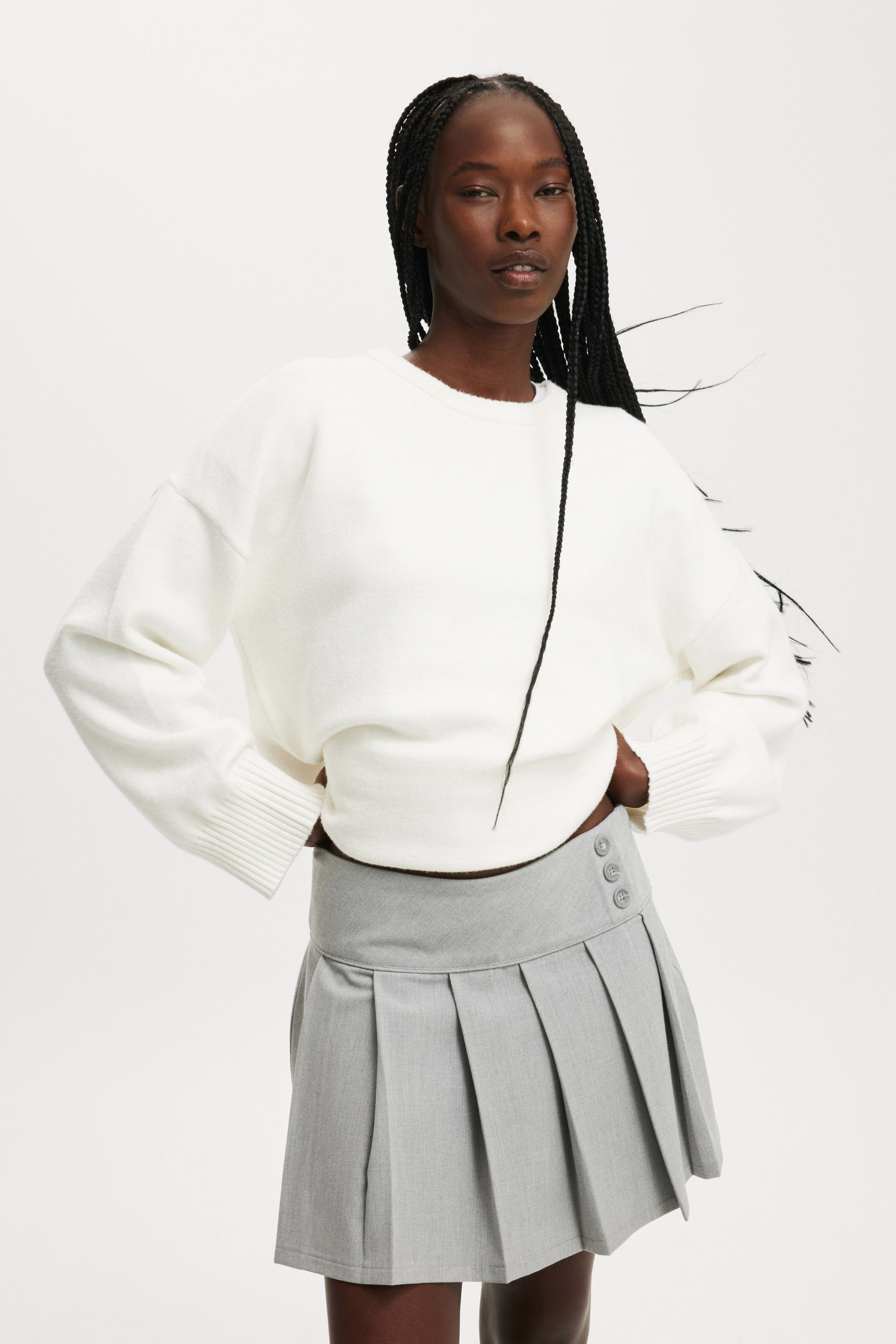 Wren Pleated Mini Skirt arctic grey