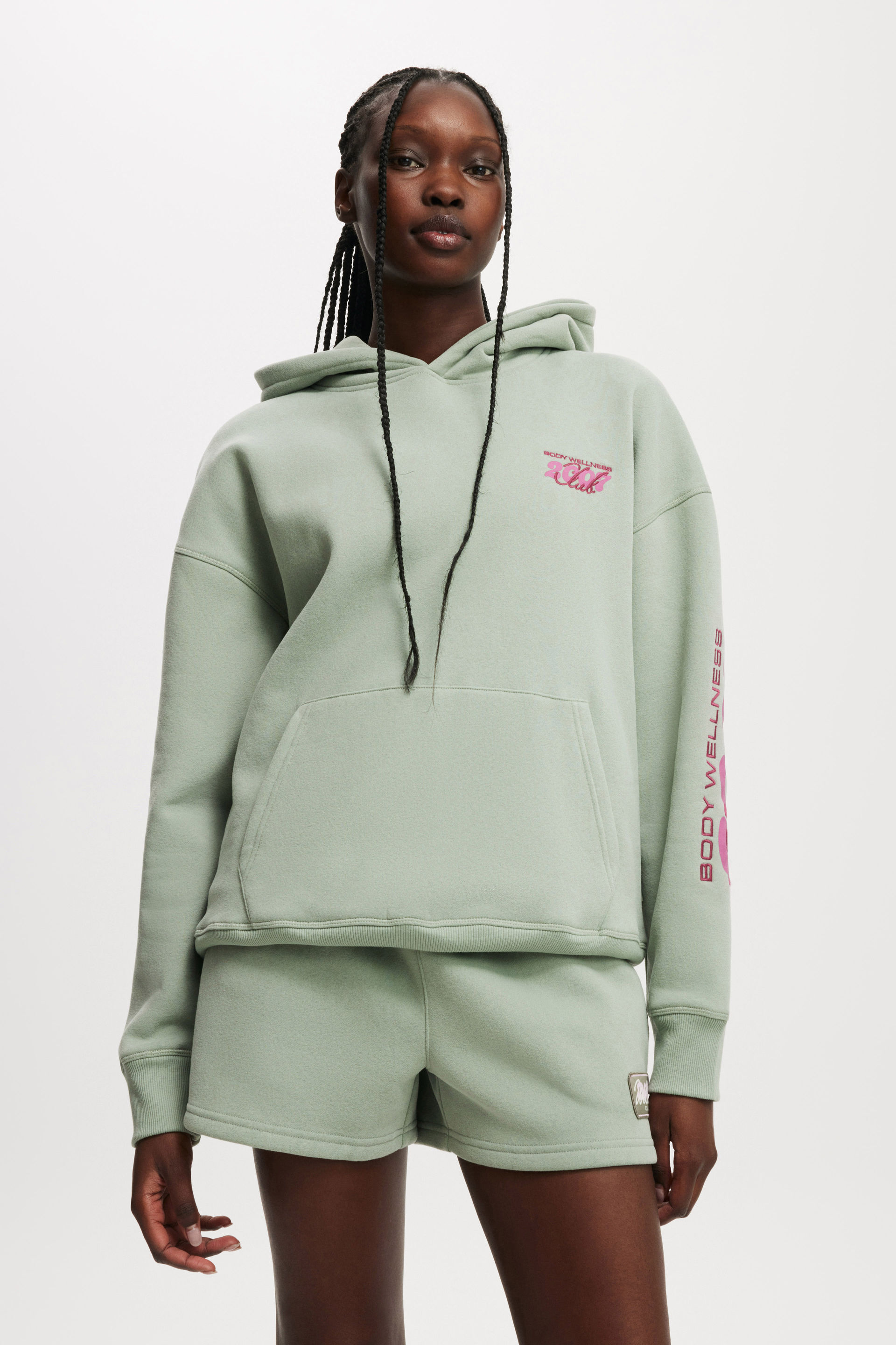 Plush Premium Graphic Hoodie iceberg green/bwc interlaced