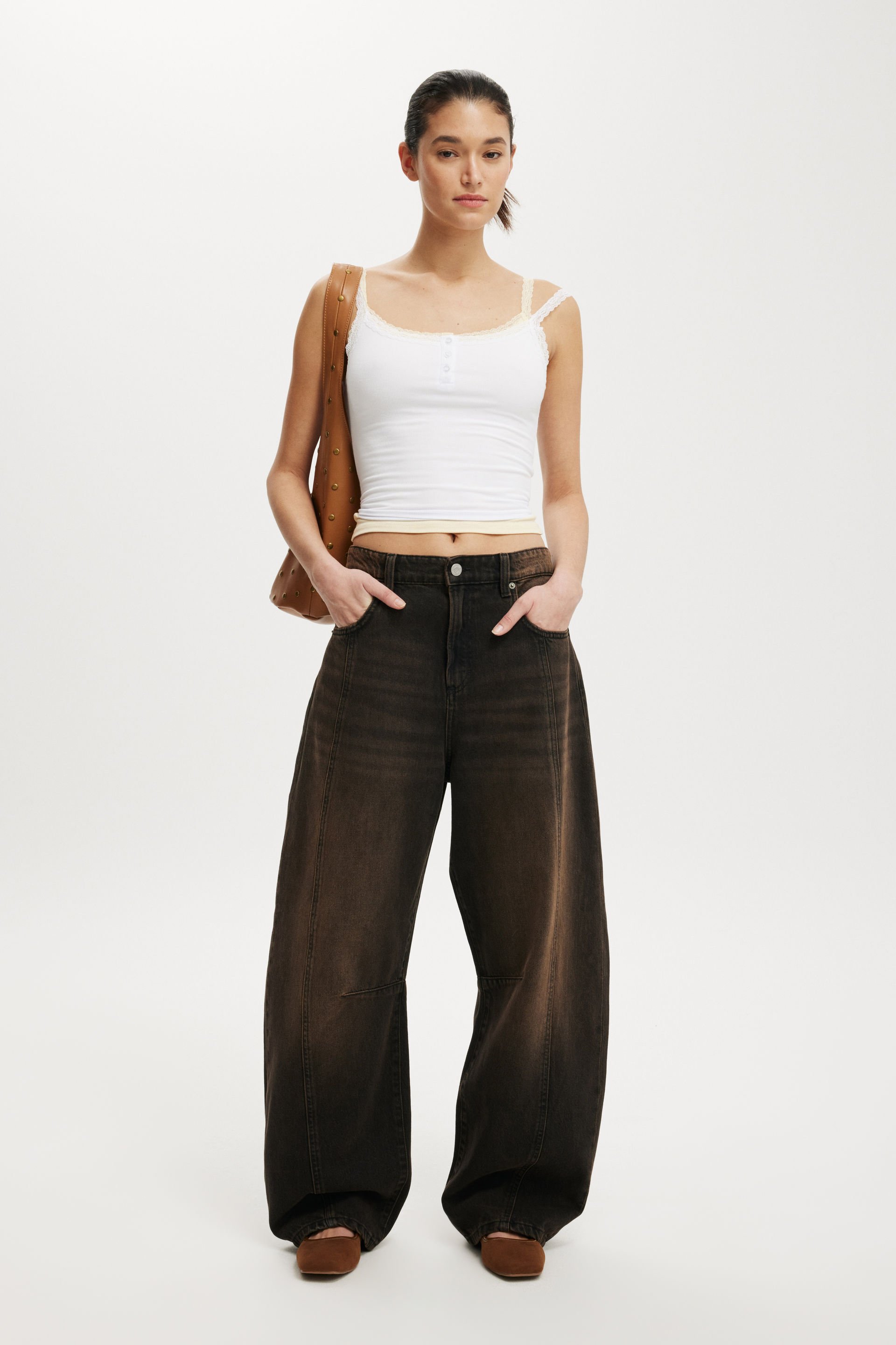 Barrel Jean seam dune black