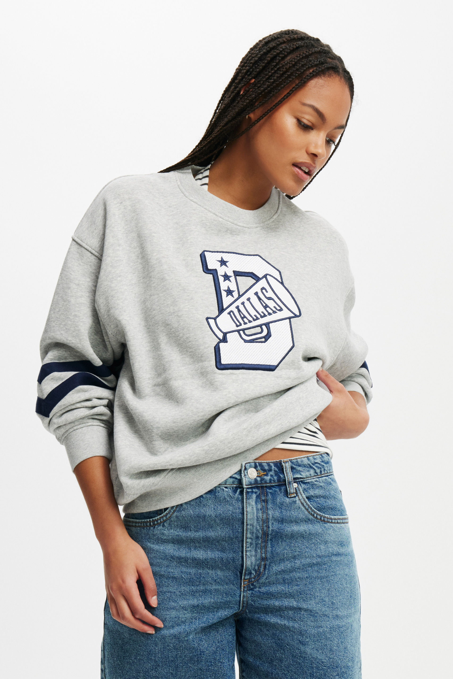 Dallas Cowboys Crew Sweatshirt lcn dal dallas cowboys megaphone/ grey marle