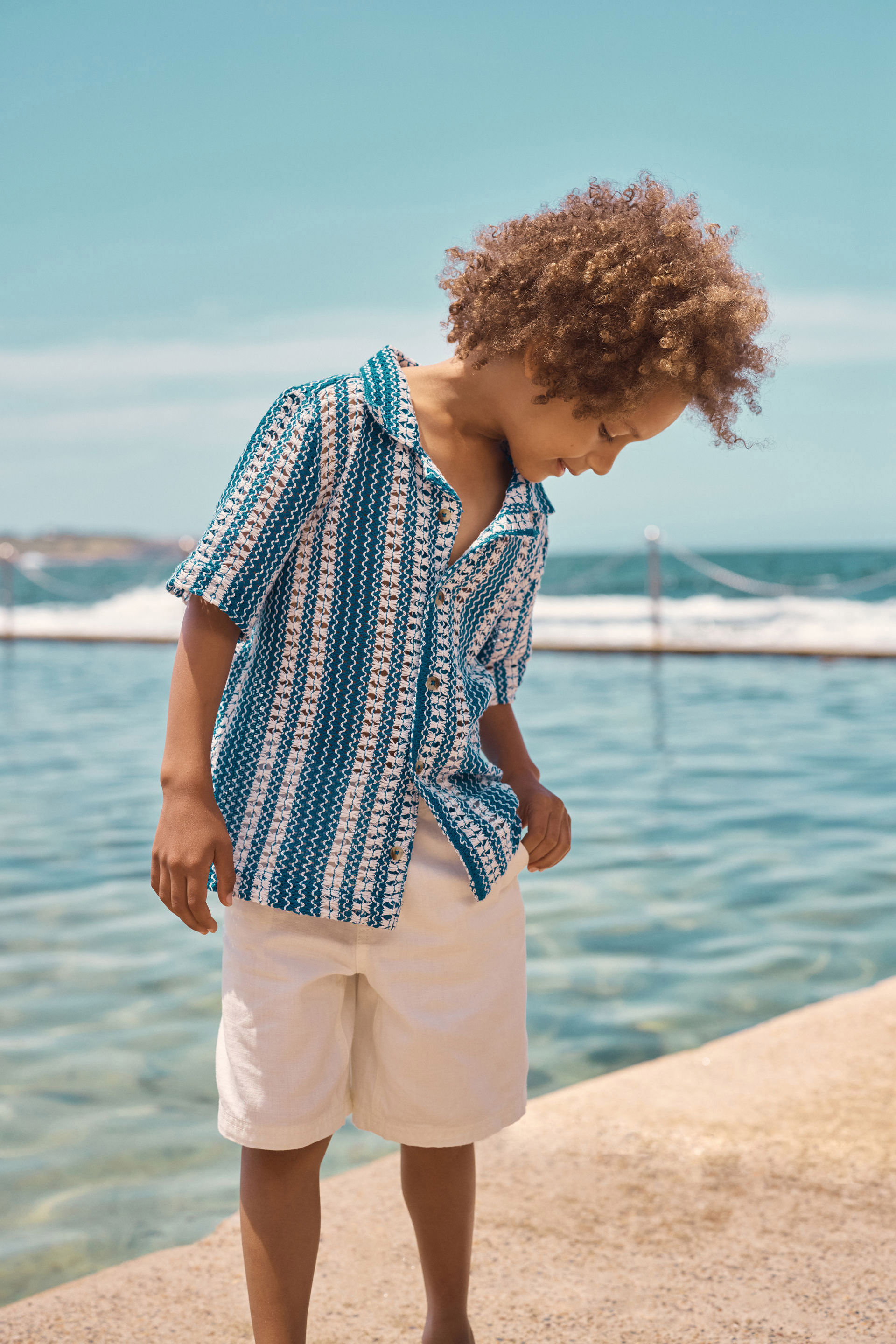 Cabana Short Sleeve Shirt harbor blue/vanilla corchet