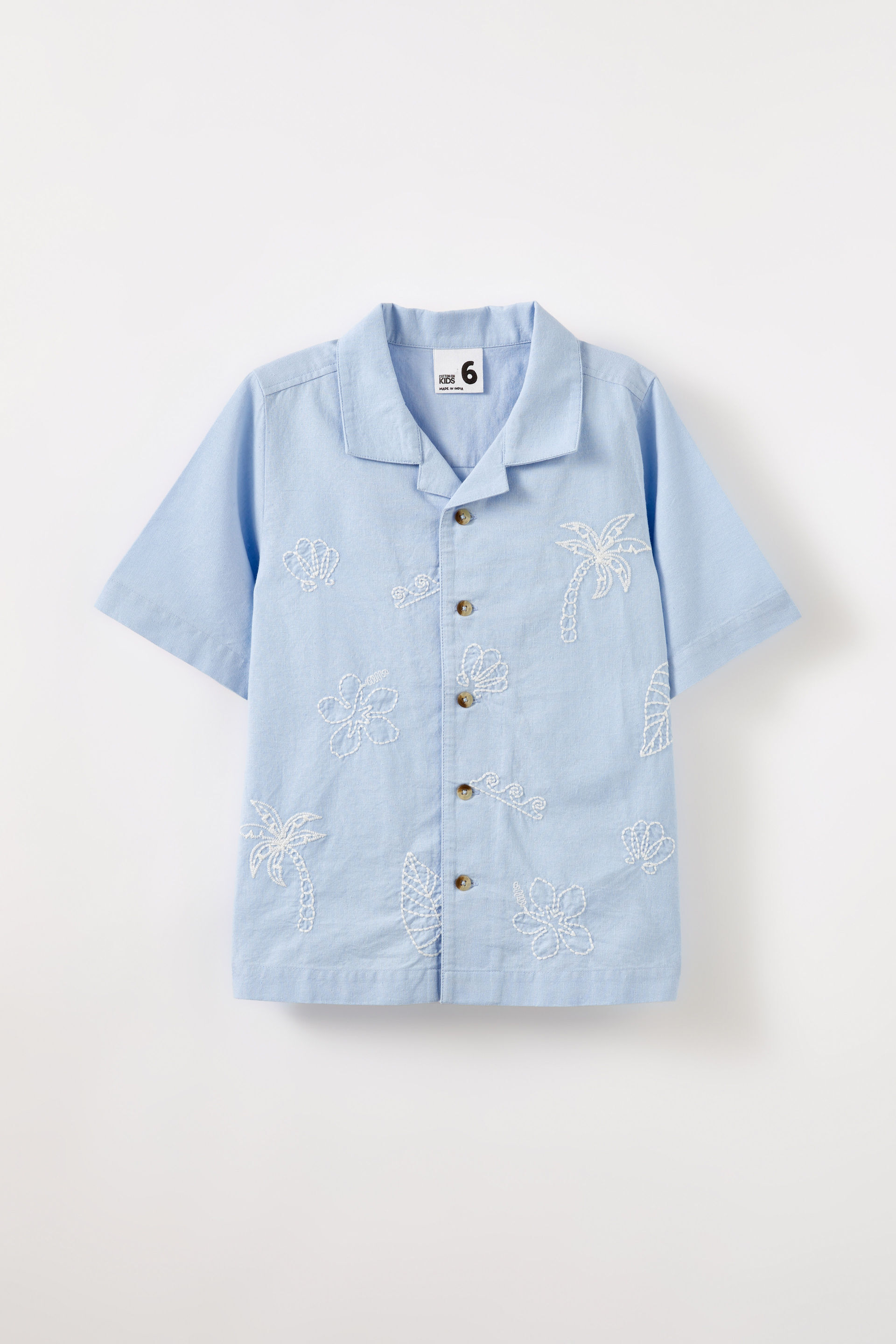 Cabana Short Sleeve Shirt dawn blue/leaf embroidery