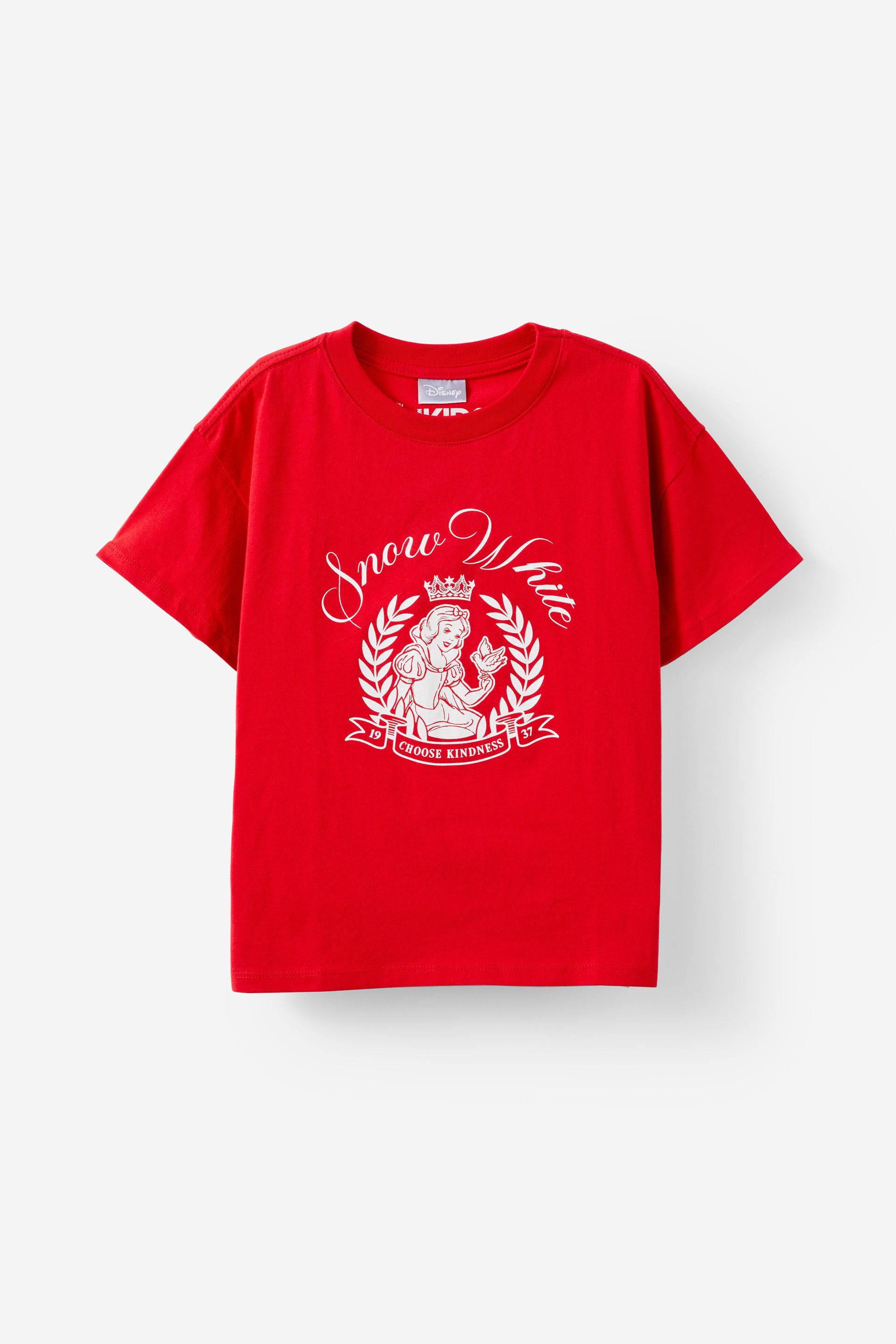 Snow White Drop Shoulder Short Sleeve Tee lcn dis snow white cresct/varsity red