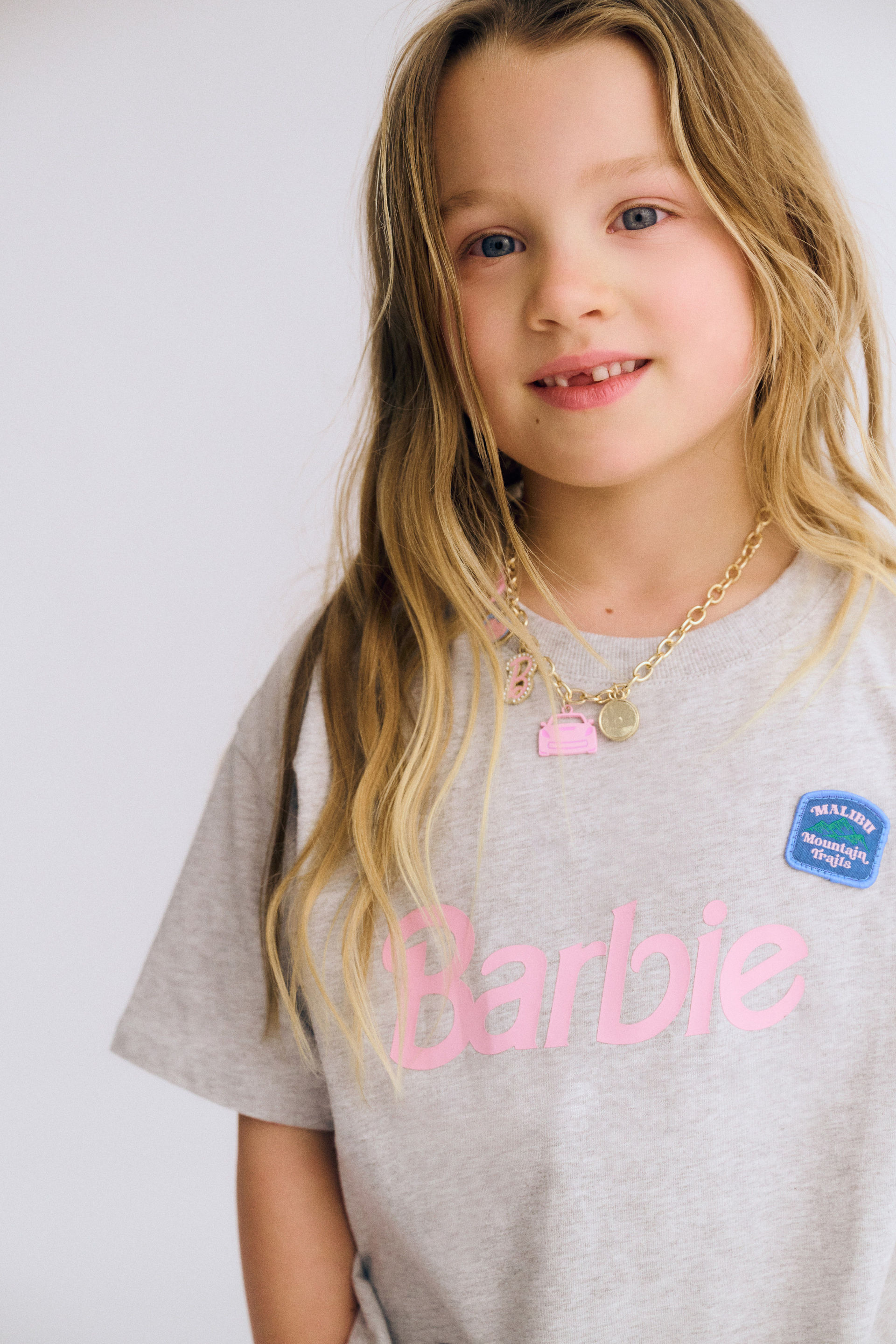 License Drop Shoulder Short Sleeve Tee lcn mat barbie badge/grey marle
