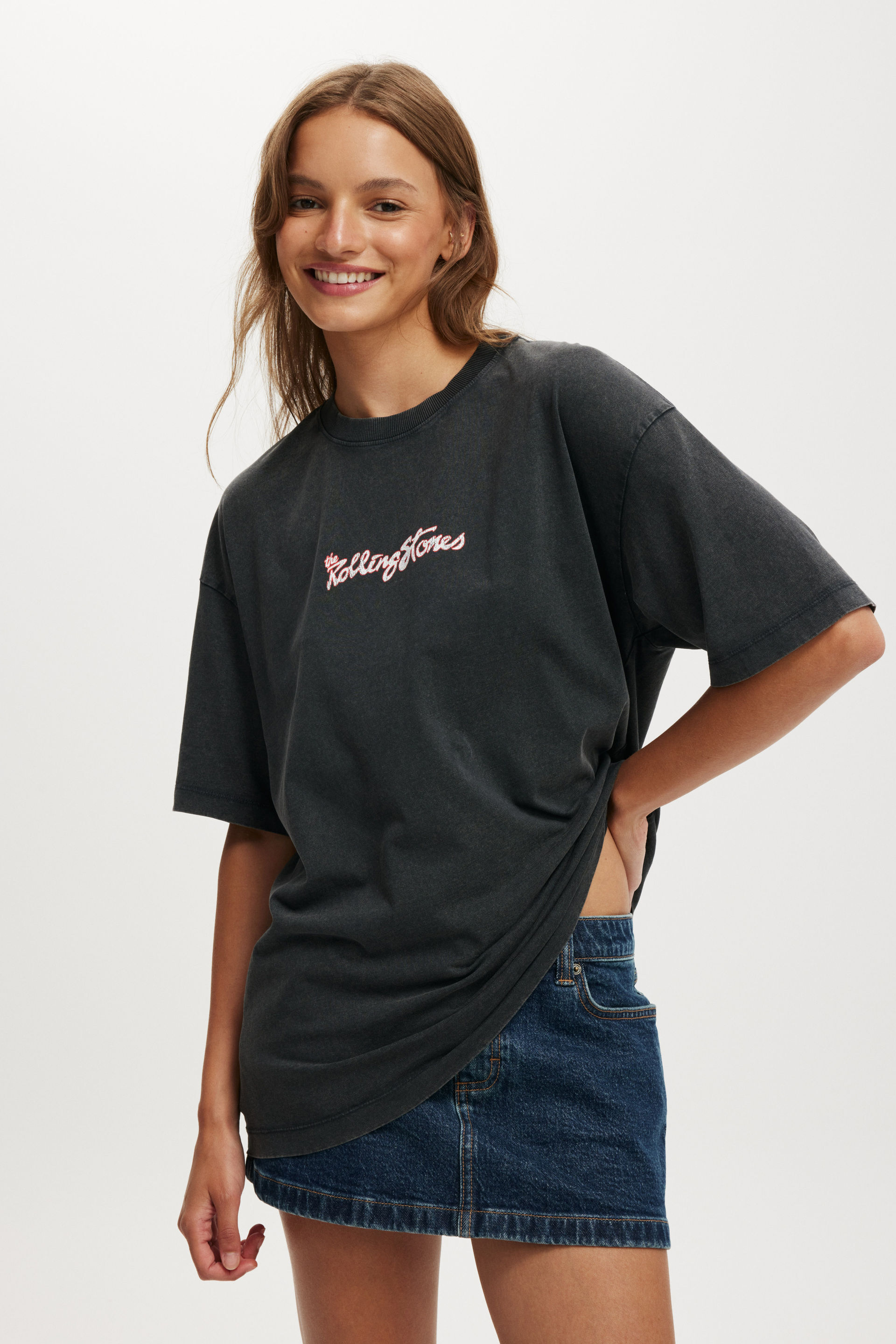 Rolling Stones Boxy Graphic Tee lcn bra rolling stones cherries/ washed black