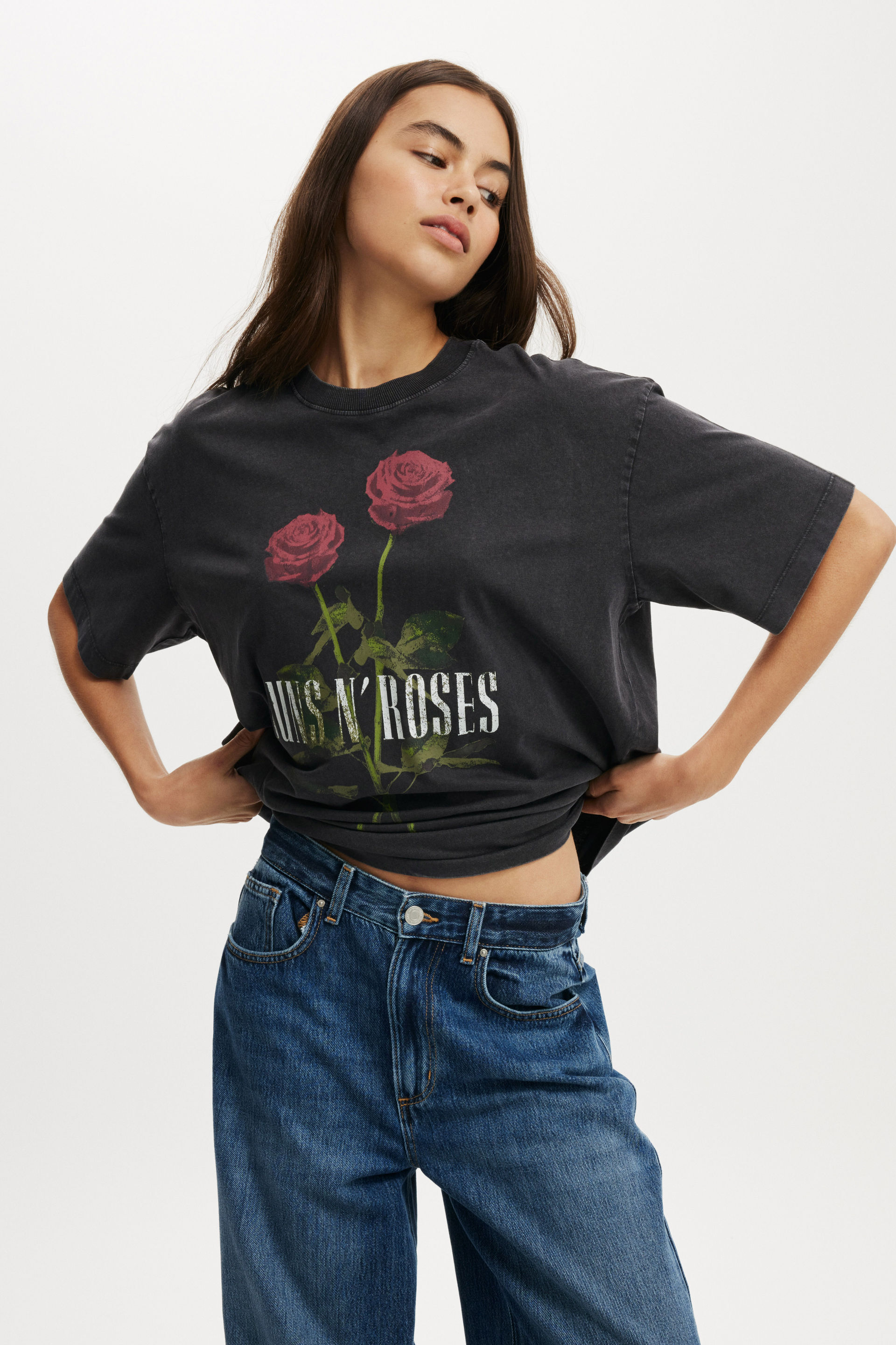 Guns n Roses Boxy Graphic Tee lcn bra guns n roses / washed black