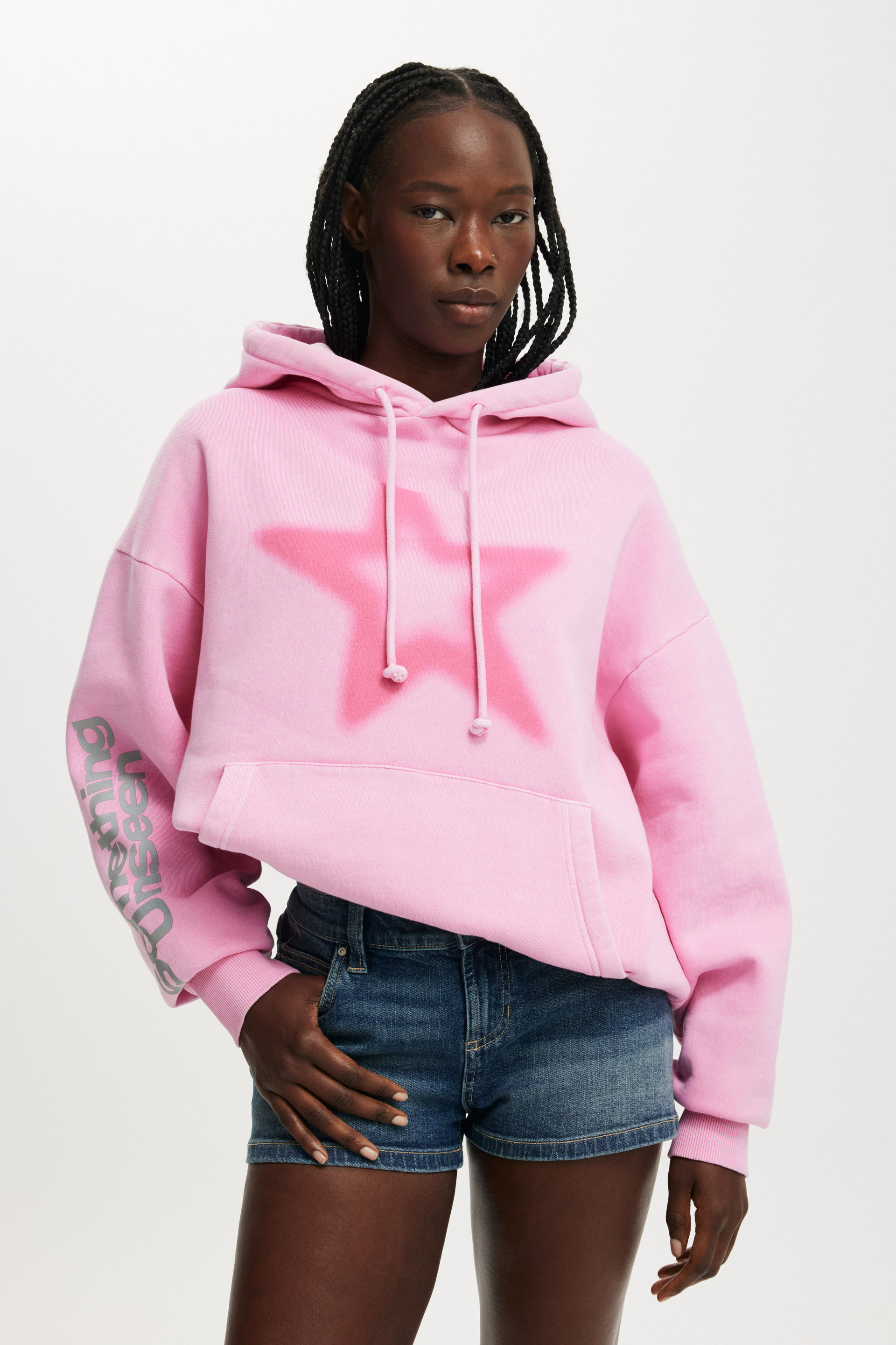 Graphic Fleece Hoodie 222 / lollipop pink