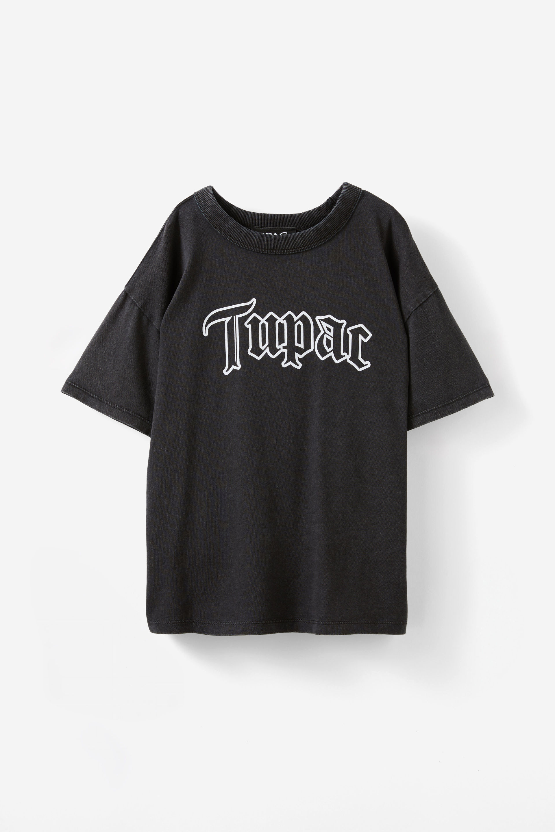Tupac Drop Shoulder Short Sleeve Tee lcn bra black wash/tupac logo