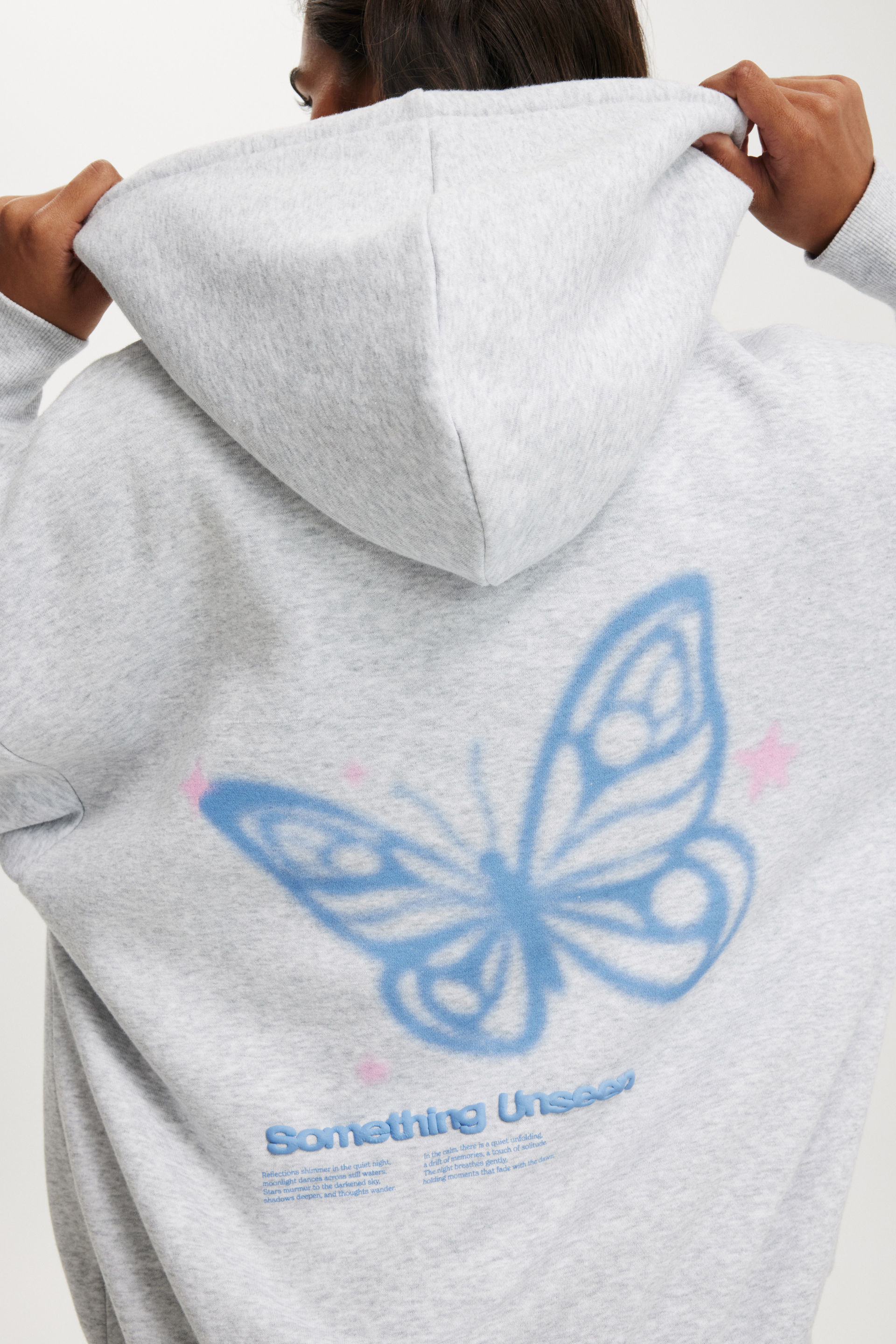 Graphic Fleece Hoodie cosmic energy / soft grey marle