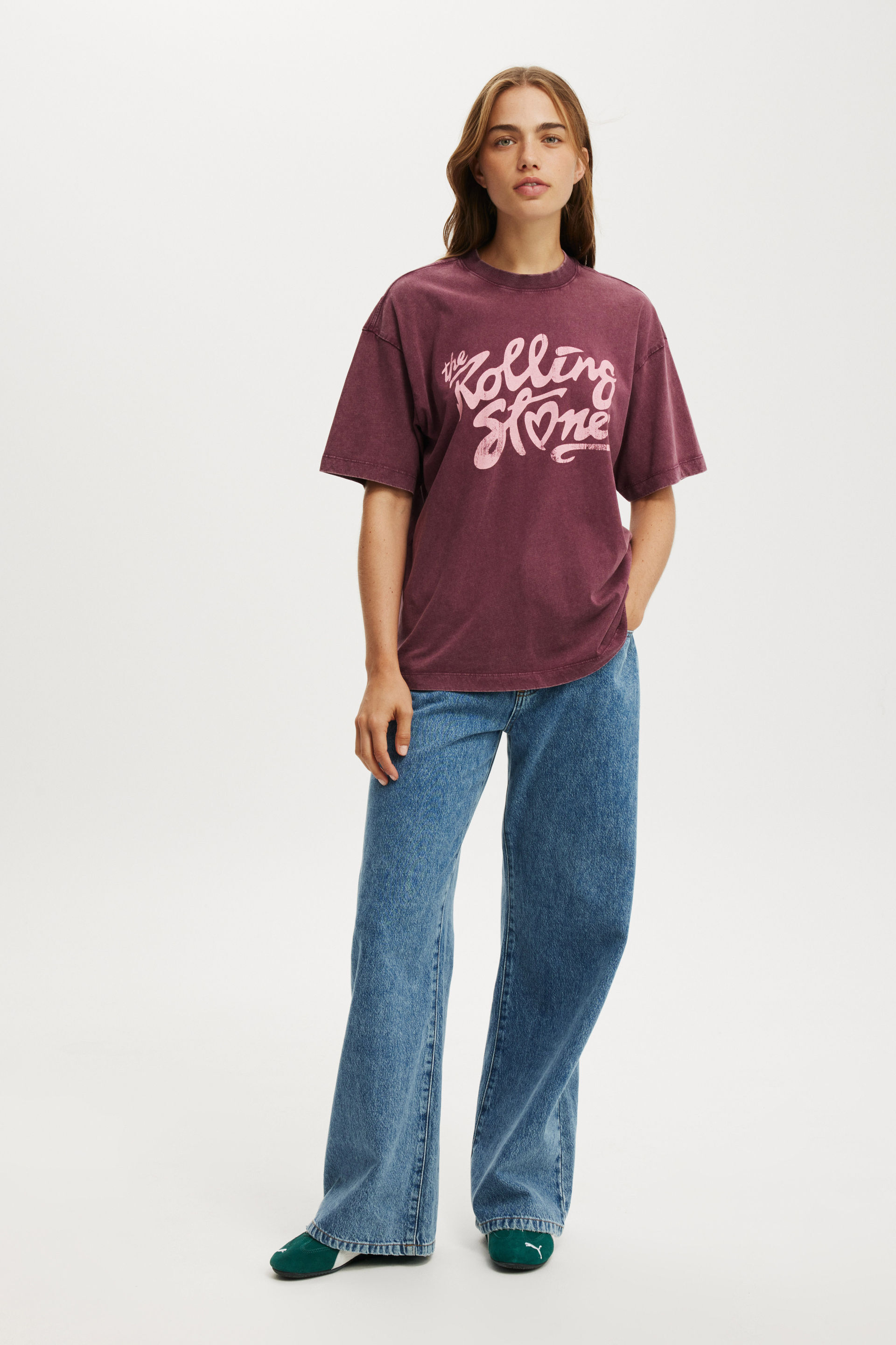 Rolling Stones Boxy Graphic Tee lcn bra rolling stones heart/ sour cherry