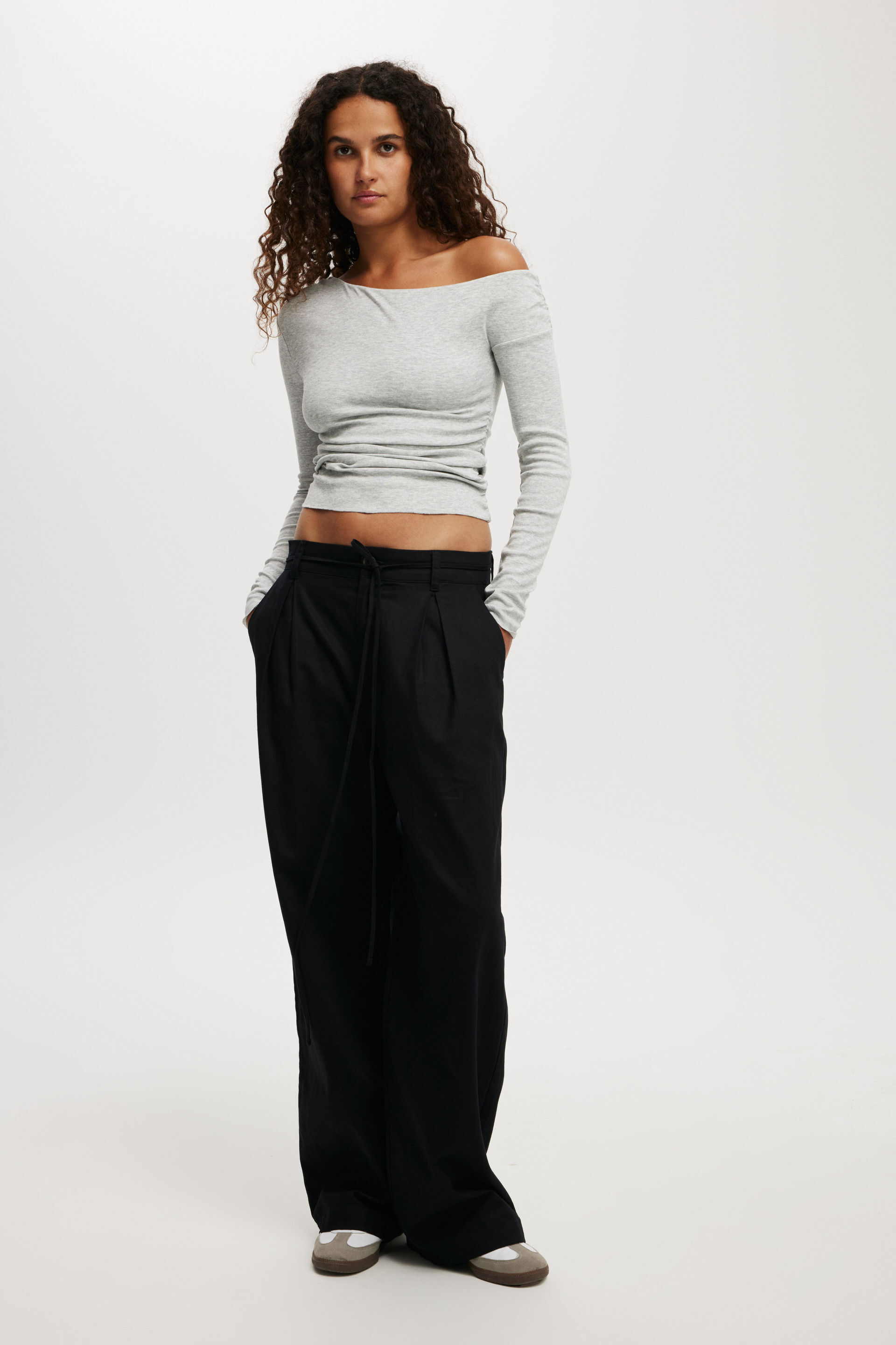 Tie Waist Suiting Pant black