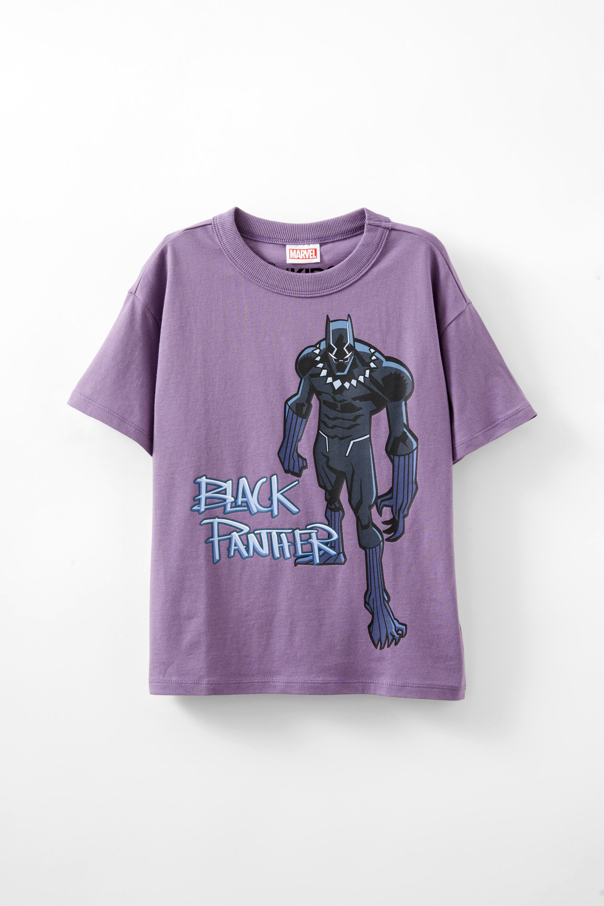 Black Panther Drop Shoulder Short Sleeve Tee lcn mar dark mauve/black panther hero