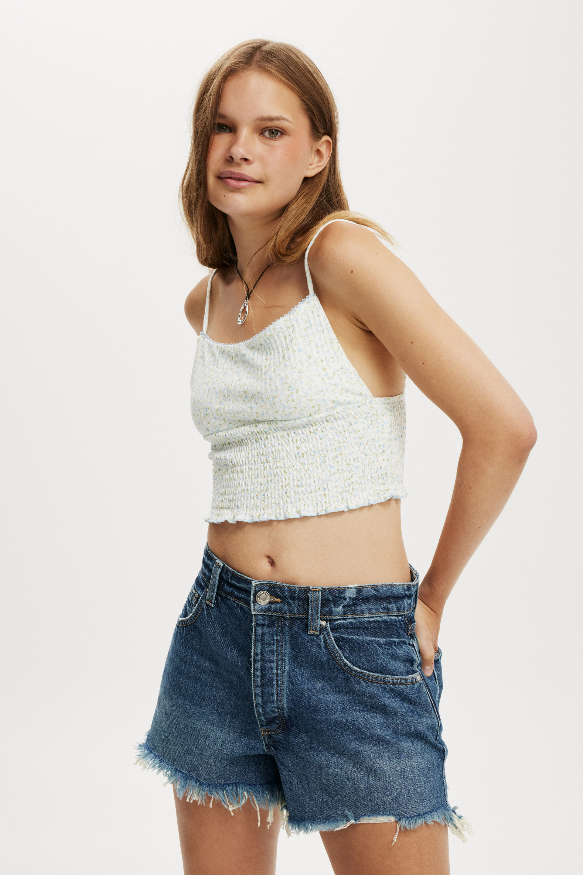 Chloe Shirred Cami isabelle ditsy blue